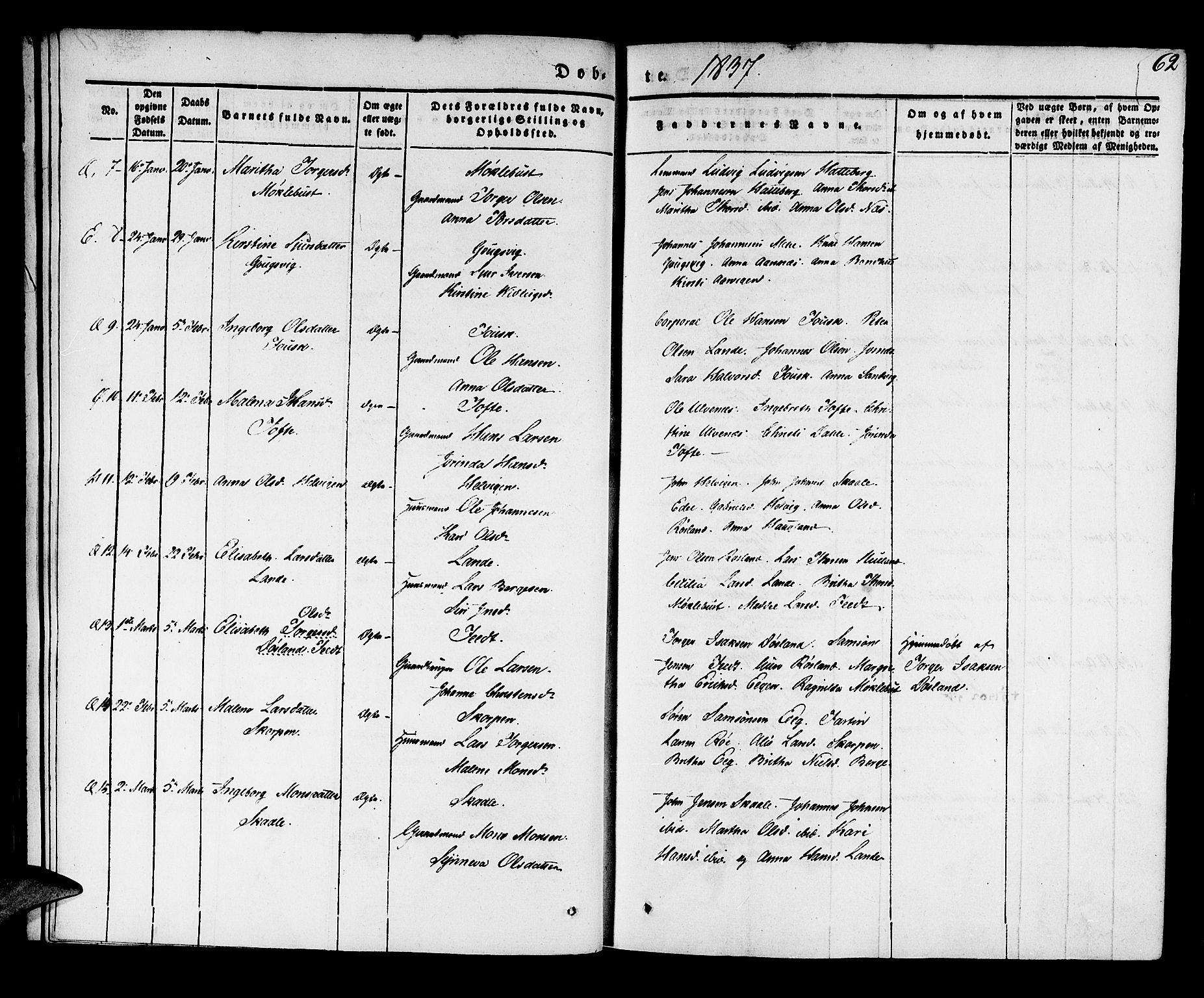 Kvinnherad sokneprestembete, SAB/A-76401/H/Haa: Parish register (official) no. A 6, 1835-1843, p. 62
