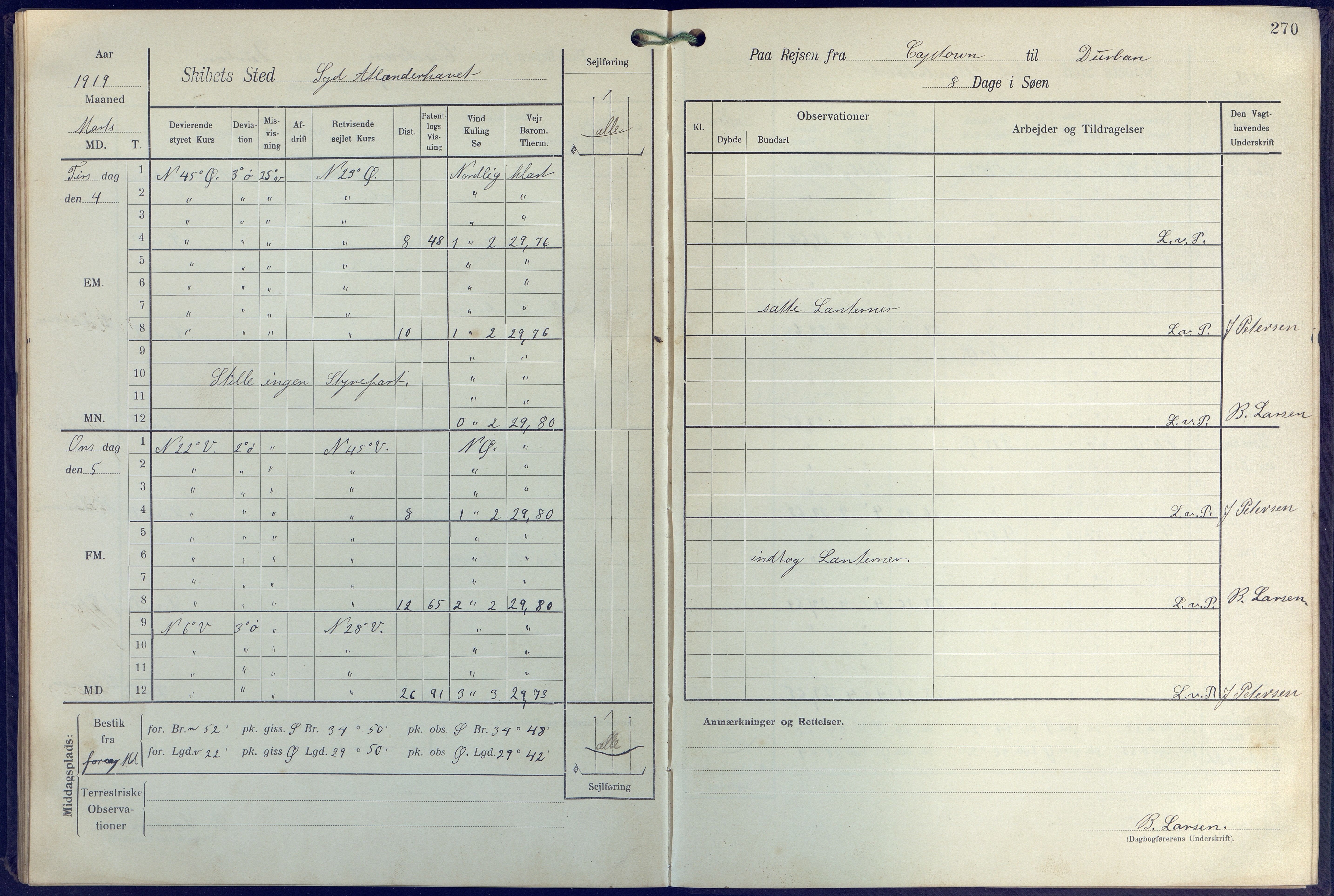 Fartøysarkivet, AAKS/PA-1934/F/L0271: Pehr Ugland (bark), 1917-1919, p. 270