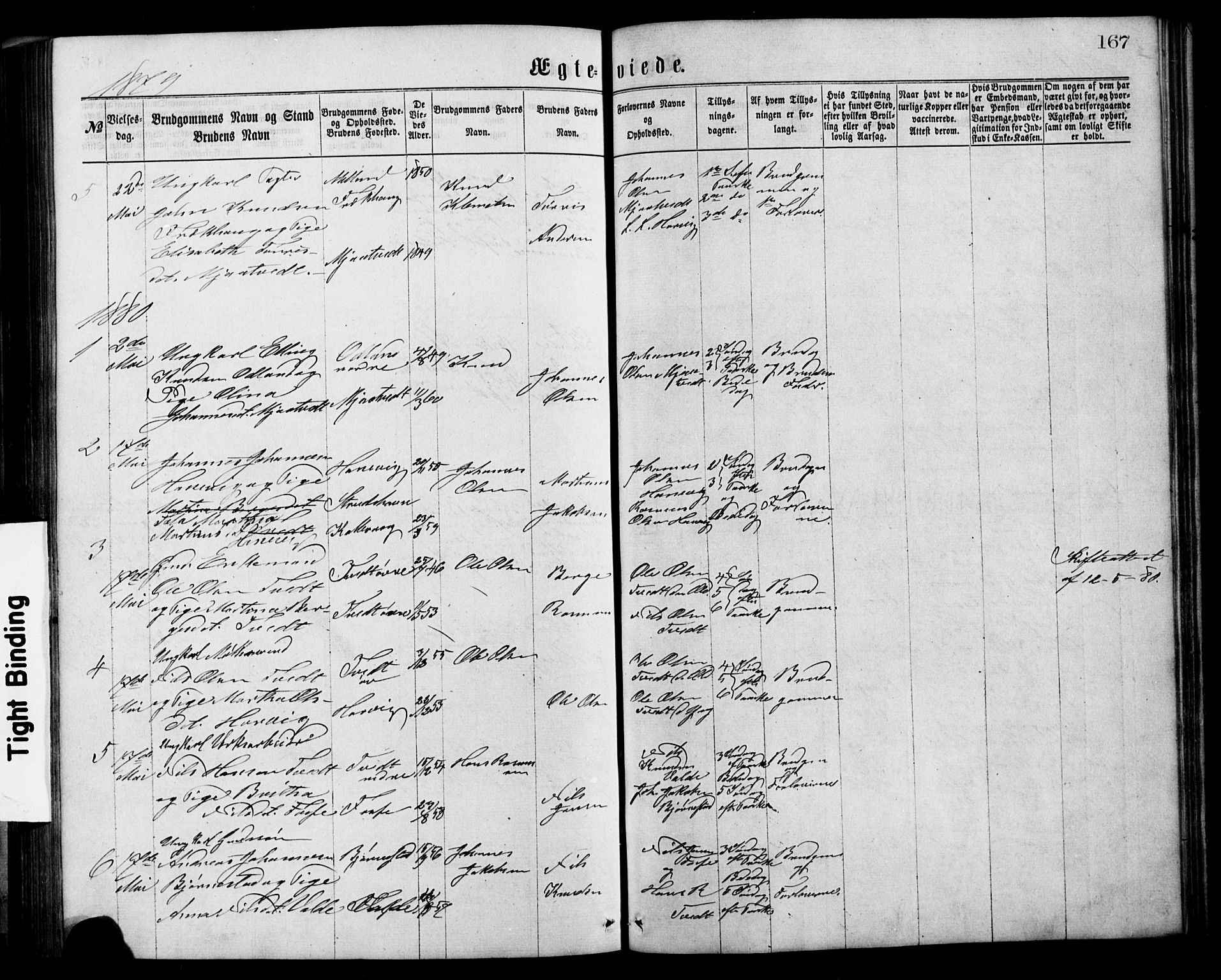 Alversund Sokneprestembete, AV/SAB-A-73901/H/Ha/Hab: Parish register (copy) no. C 2, 1867-1880, p. 167