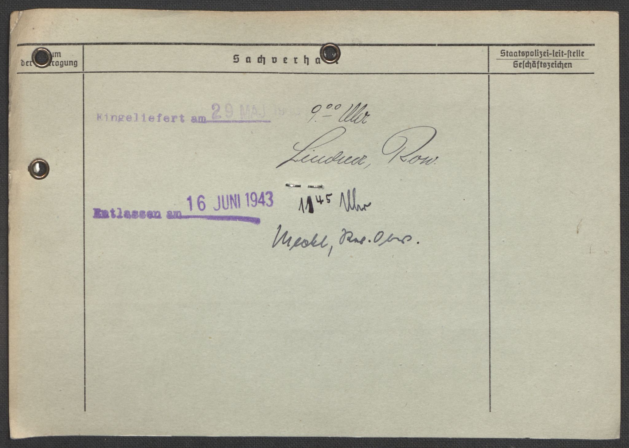 Befehlshaber der Sicherheitspolizei und des SD, AV/RA-RAFA-5969/E/Ea/Eaa/L0003: Register over norske fanger i Møllergata 19: Eng-Hag, 1940-1945, p. 181