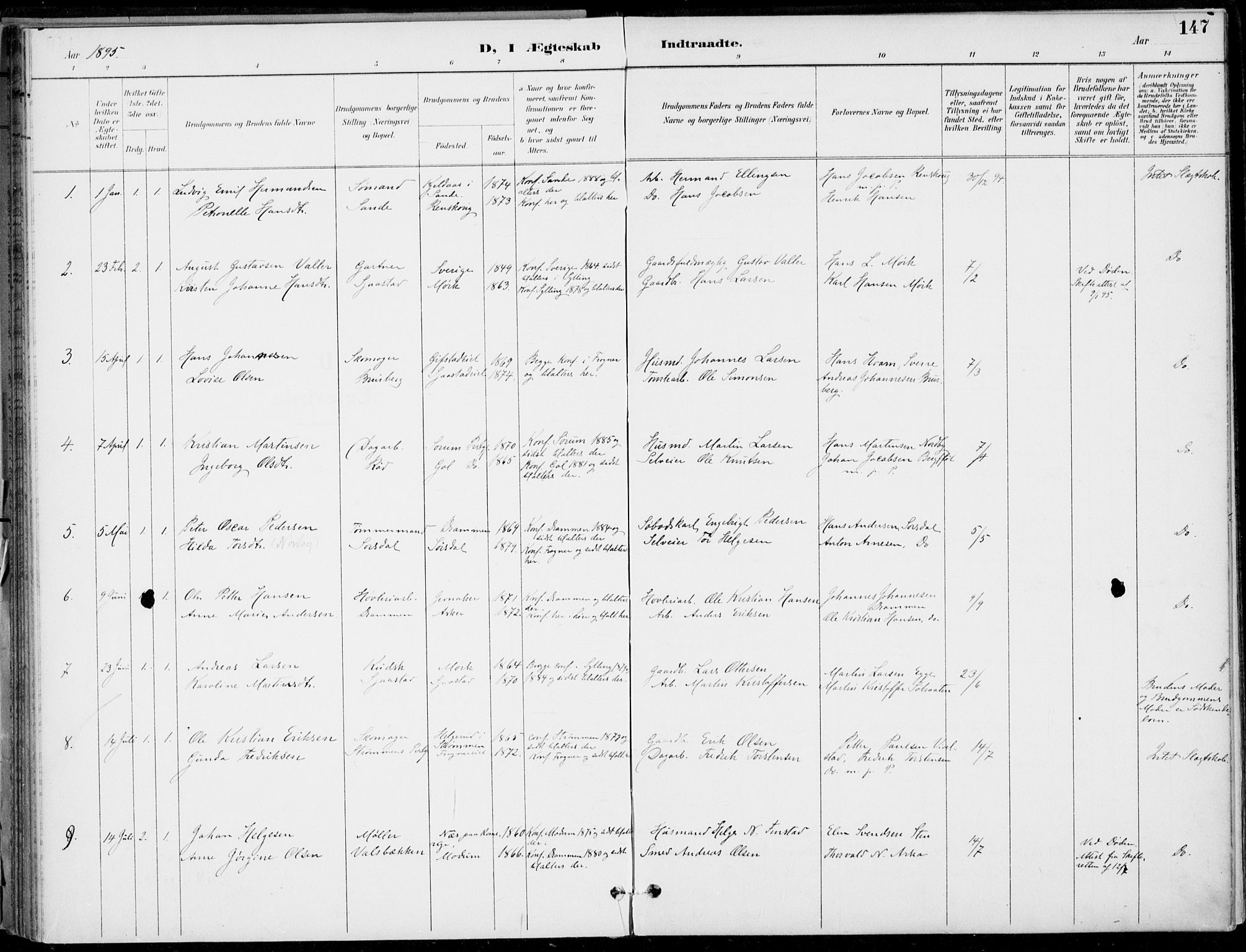 Lier kirkebøker, SAKO/A-230/F/Fa/L0016: Parish register (official) no. I 16, 1895-1900, p. 147