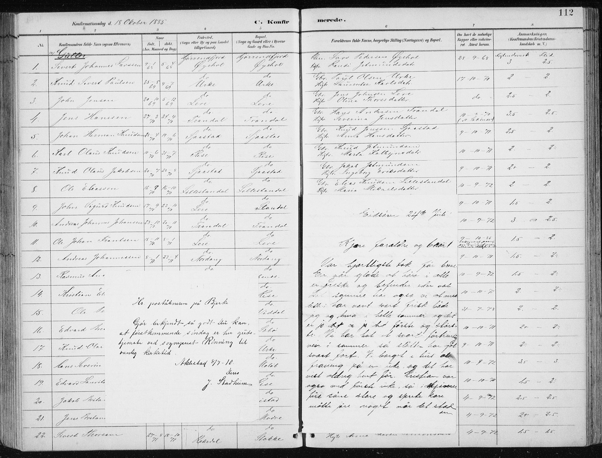 Ministerialprotokoller, klokkerbøker og fødselsregistre - Møre og Romsdal, AV/SAT-A-1454/515/L0215: Parish register (copy) no. 515C02, 1884-1906, p. 112