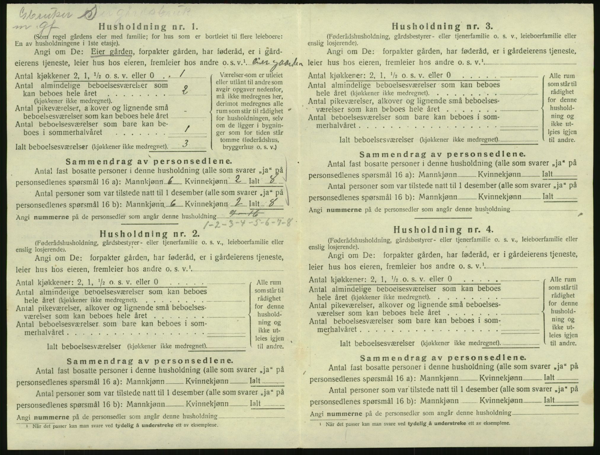 SAK, 1920 census for Vegusdal, 1920, p. 280