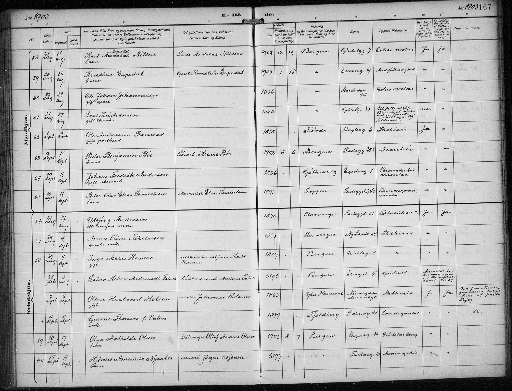 Sandviken Sokneprestembete, AV/SAB-A-77601/H/Ha/L0018: Parish register (official) no. E 1, 1893-1905, p. 167