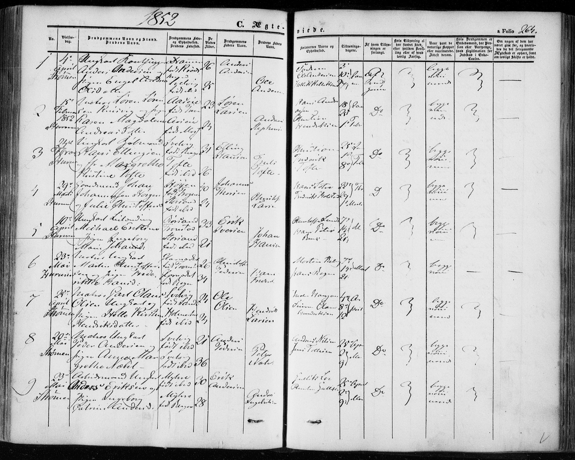 Hurum kirkebøker, SAKO/A-229/F/Fa/L0011: Parish register (official) no. 11, 1847-1860, p. 264