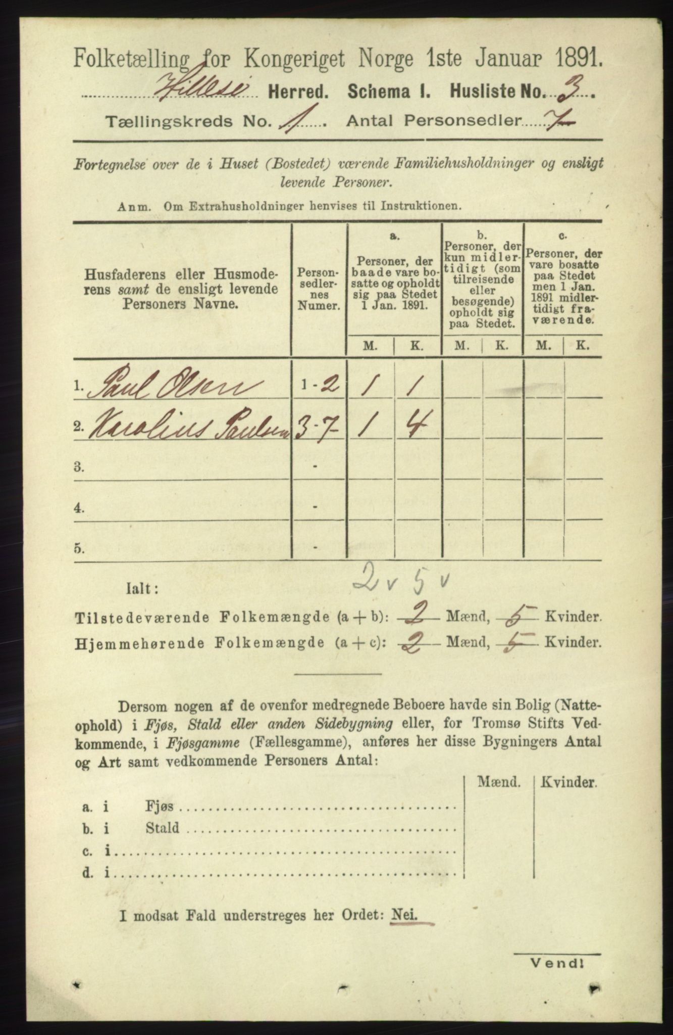 RA, 1891 census for 1930 Hillesøy, 1891, p. 16