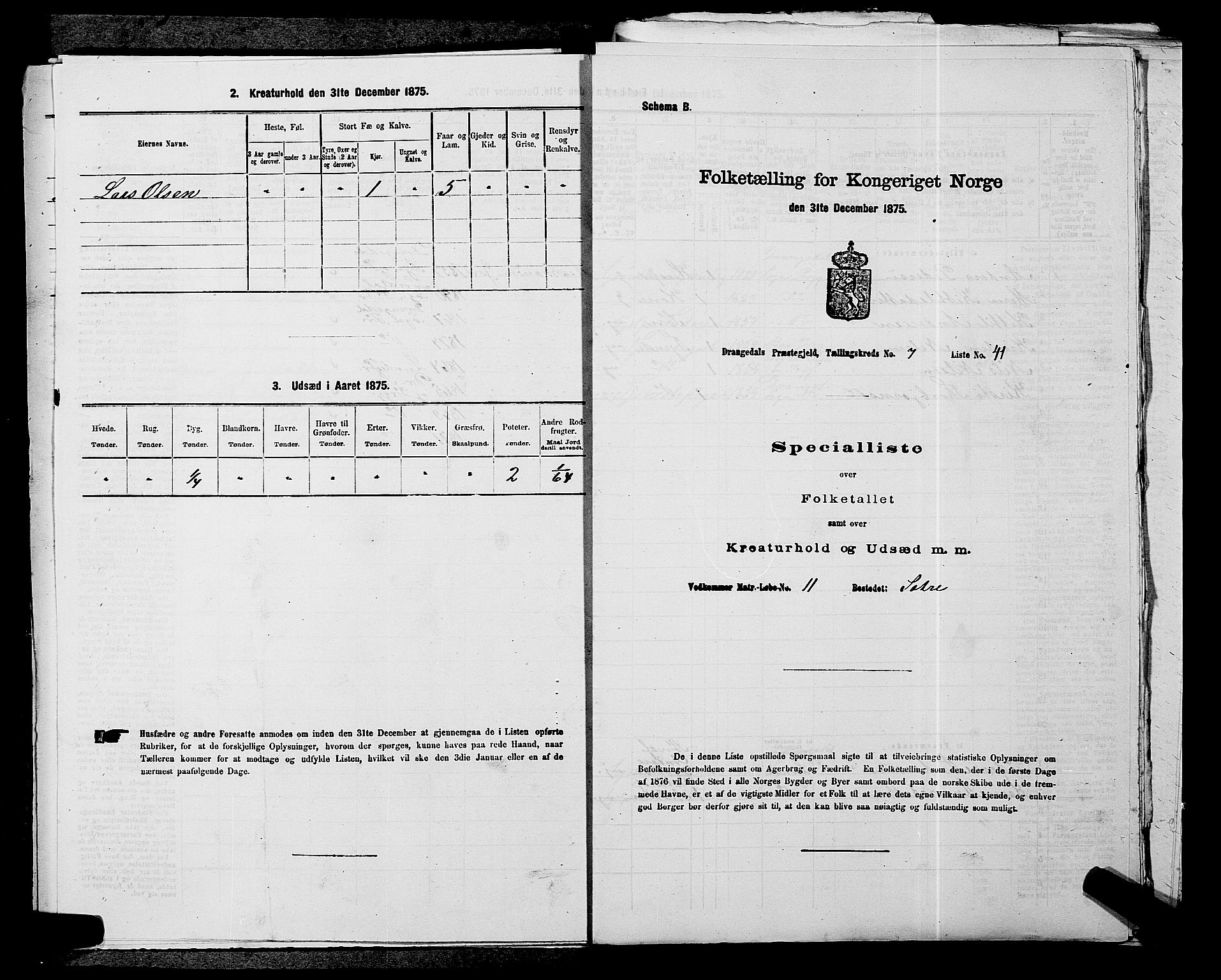 SAKO, 1875 census for 0817P Drangedal, 1875, p. 752