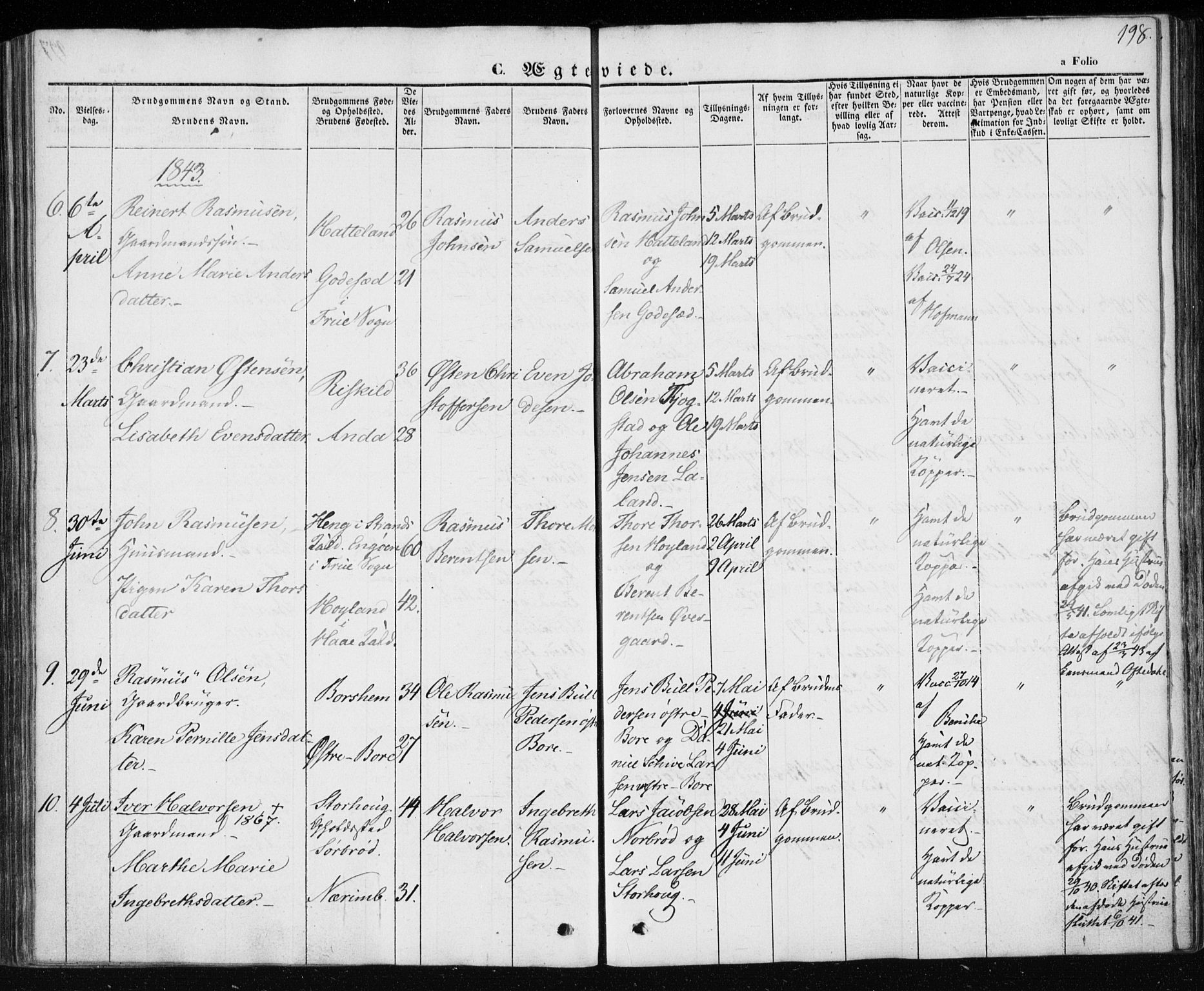 Klepp sokneprestkontor, AV/SAST-A-101803/001/3/30BA/L0004: Parish register (official) no. A 4, 1842-1852, p. 198