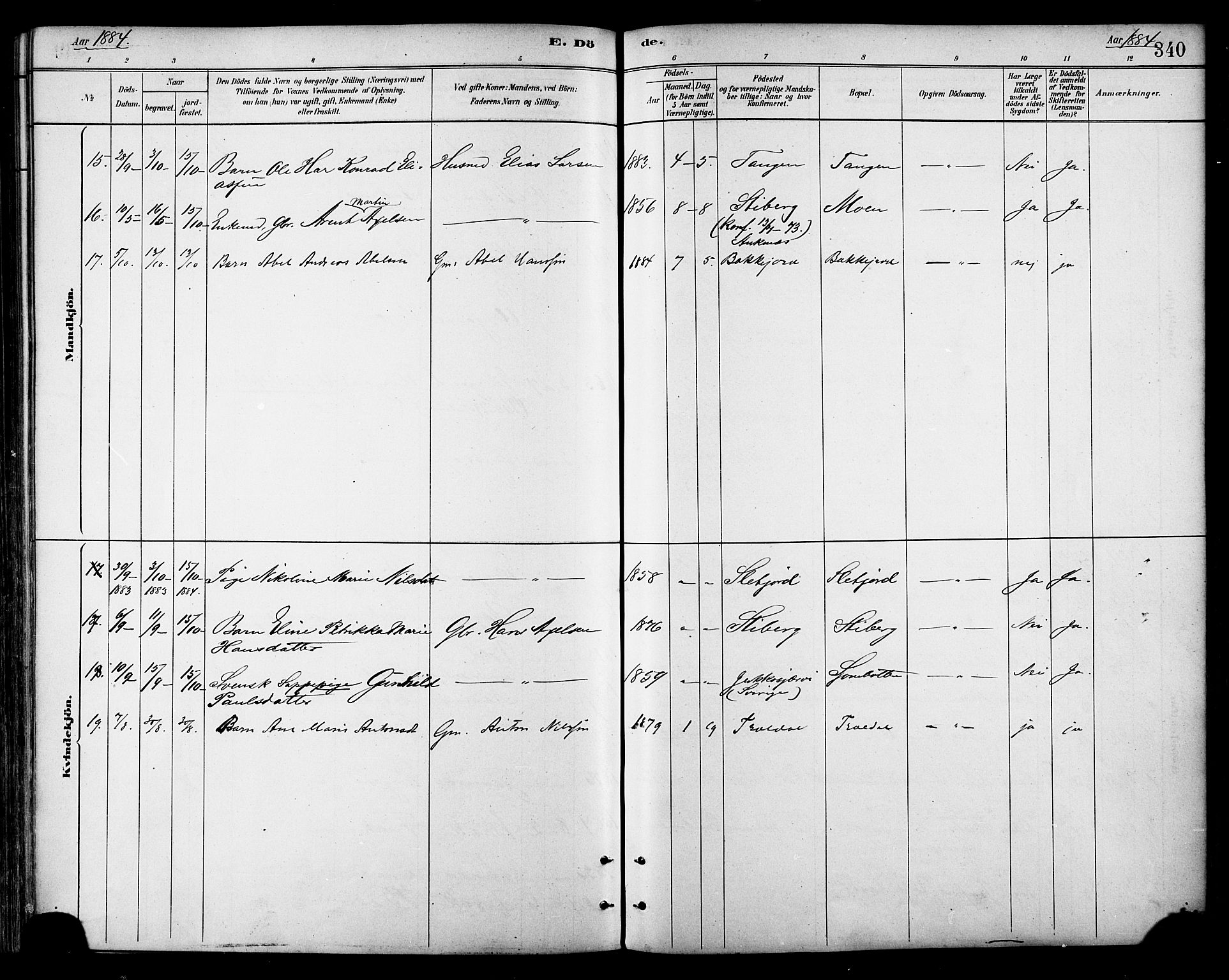 Ministerialprotokoller, klokkerbøker og fødselsregistre - Nordland, AV/SAT-A-1459/866/L0938: Parish register (official) no. 866A01, 1879-1893, p. 340