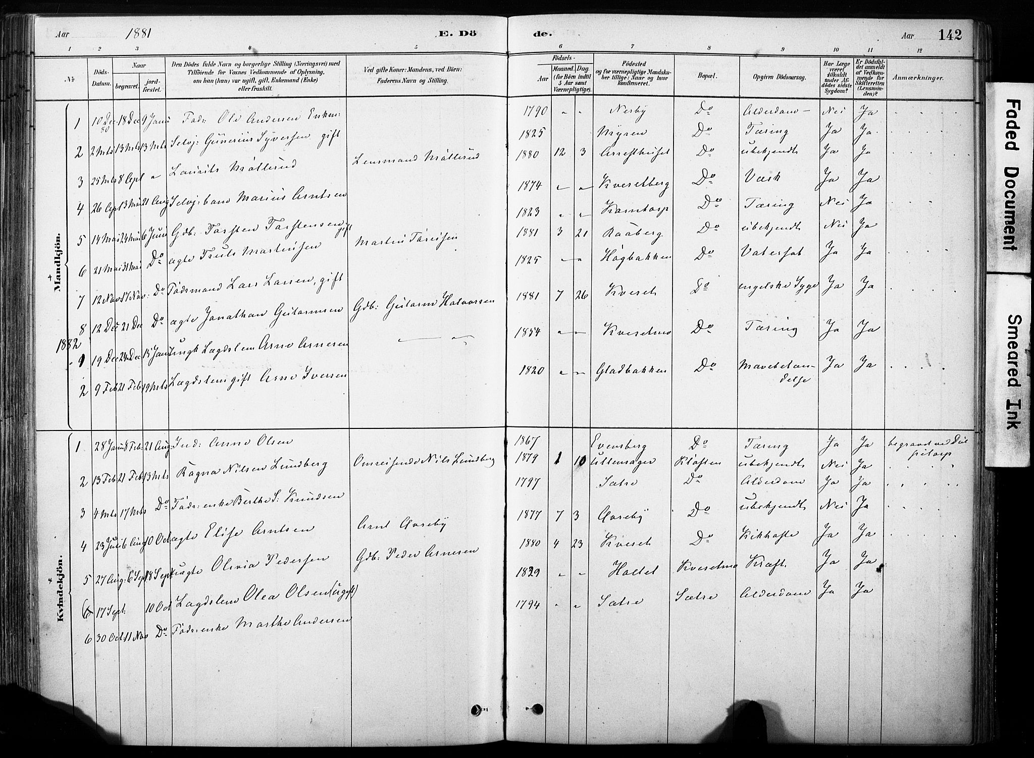 Hof prestekontor, AV/SAH-PREST-038/H/Ha/Haa/L0011: Parish register (official) no. 11, 1879-1911, p. 142