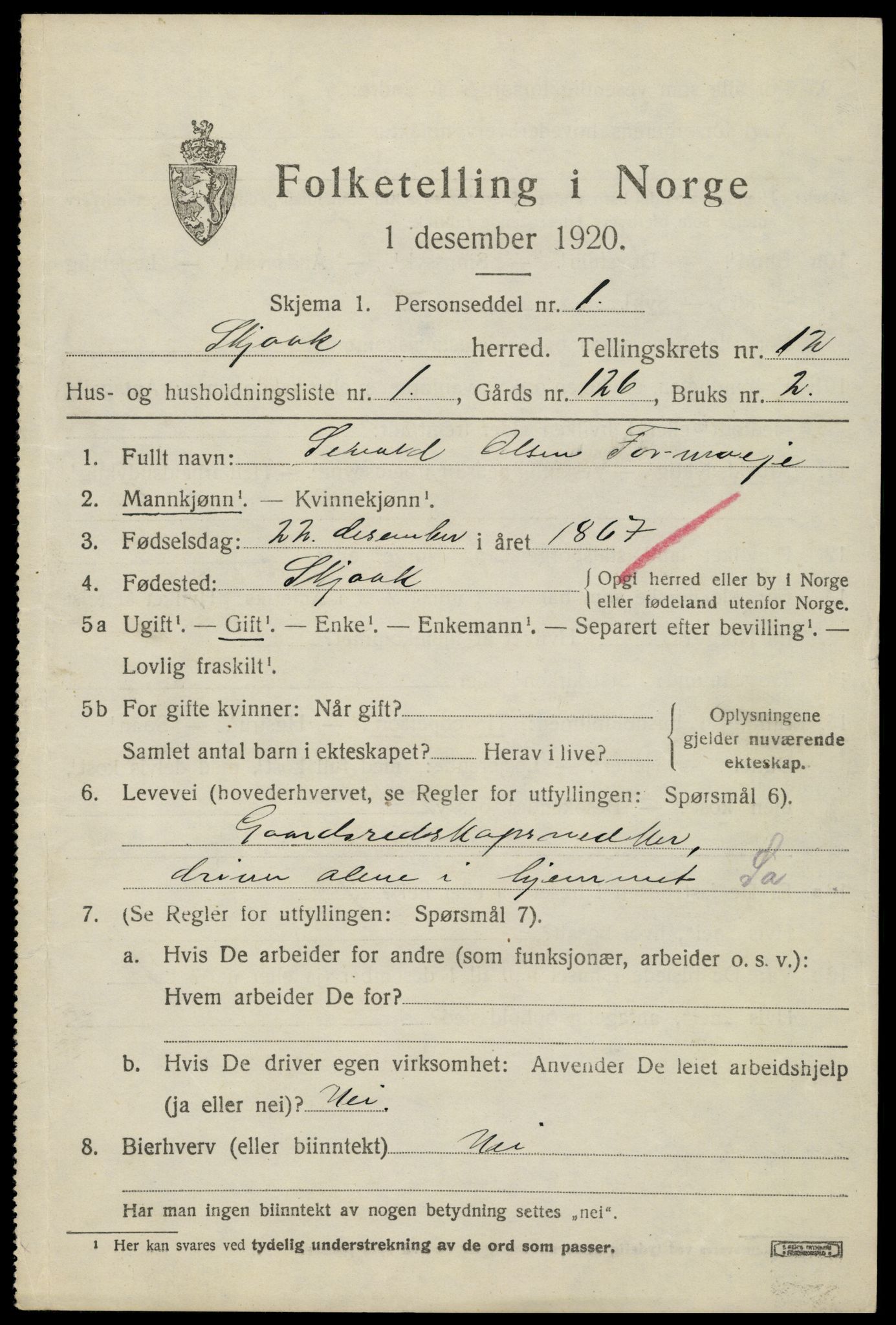 SAH, 1920 census for Skjåk, 1920, p. 5180