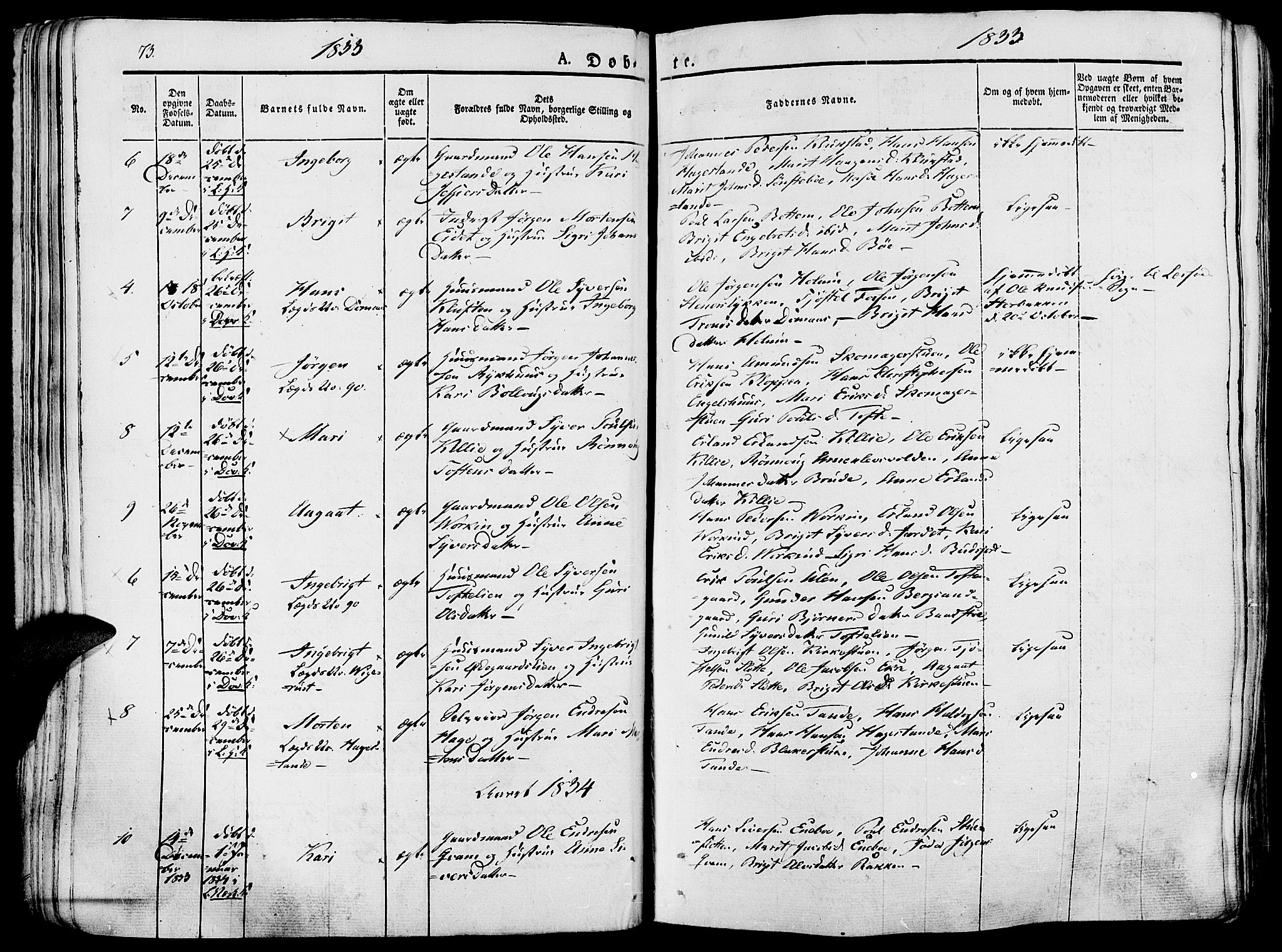 Lesja prestekontor, AV/SAH-PREST-068/H/Ha/Haa/L0005: Parish register (official) no. 5, 1830-1842, p. 73