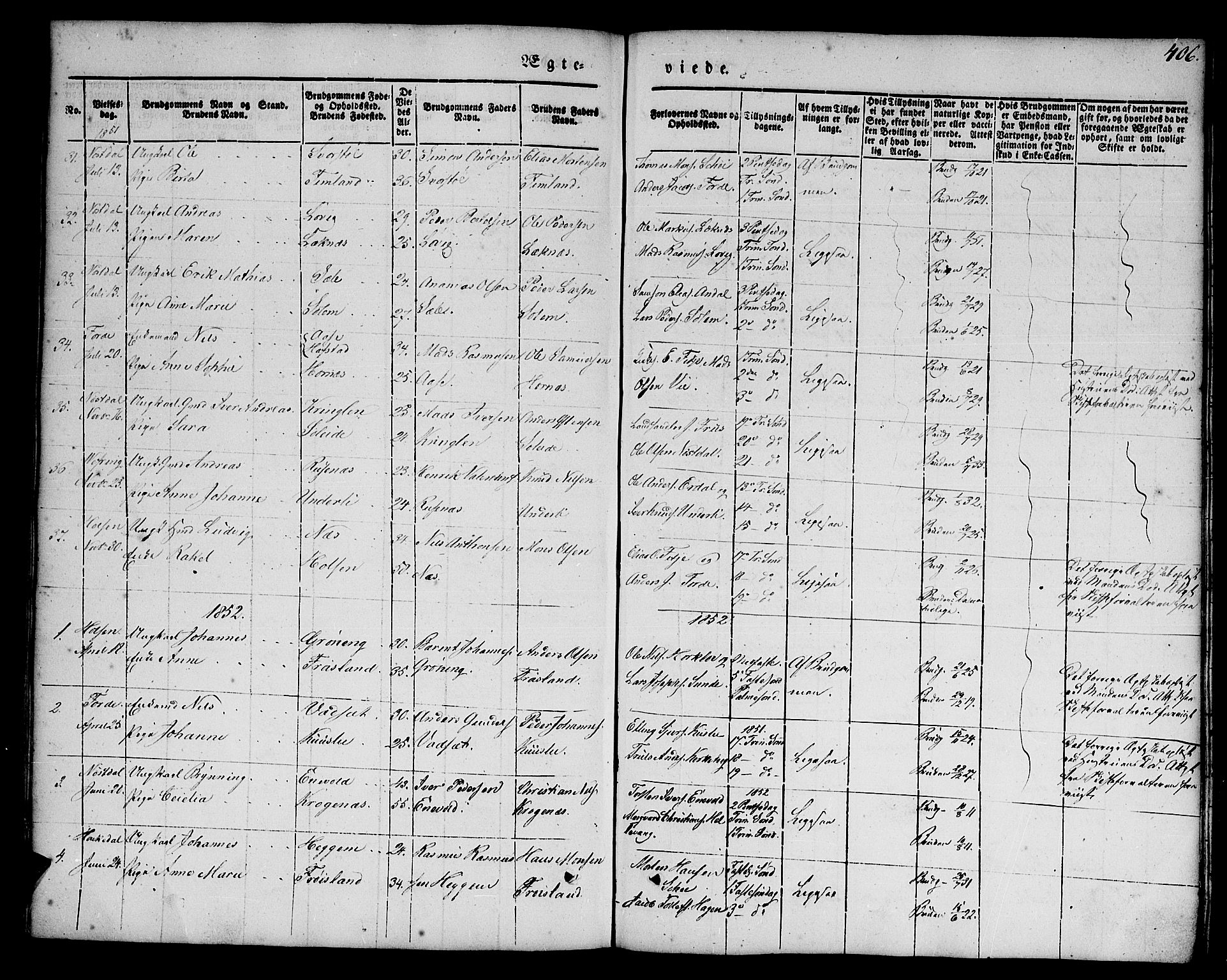 Førde sokneprestembete, SAB/A-79901/H/Haa/Haaa/L0007: Parish register (official) no. A 7, 1843-1860, p. 406