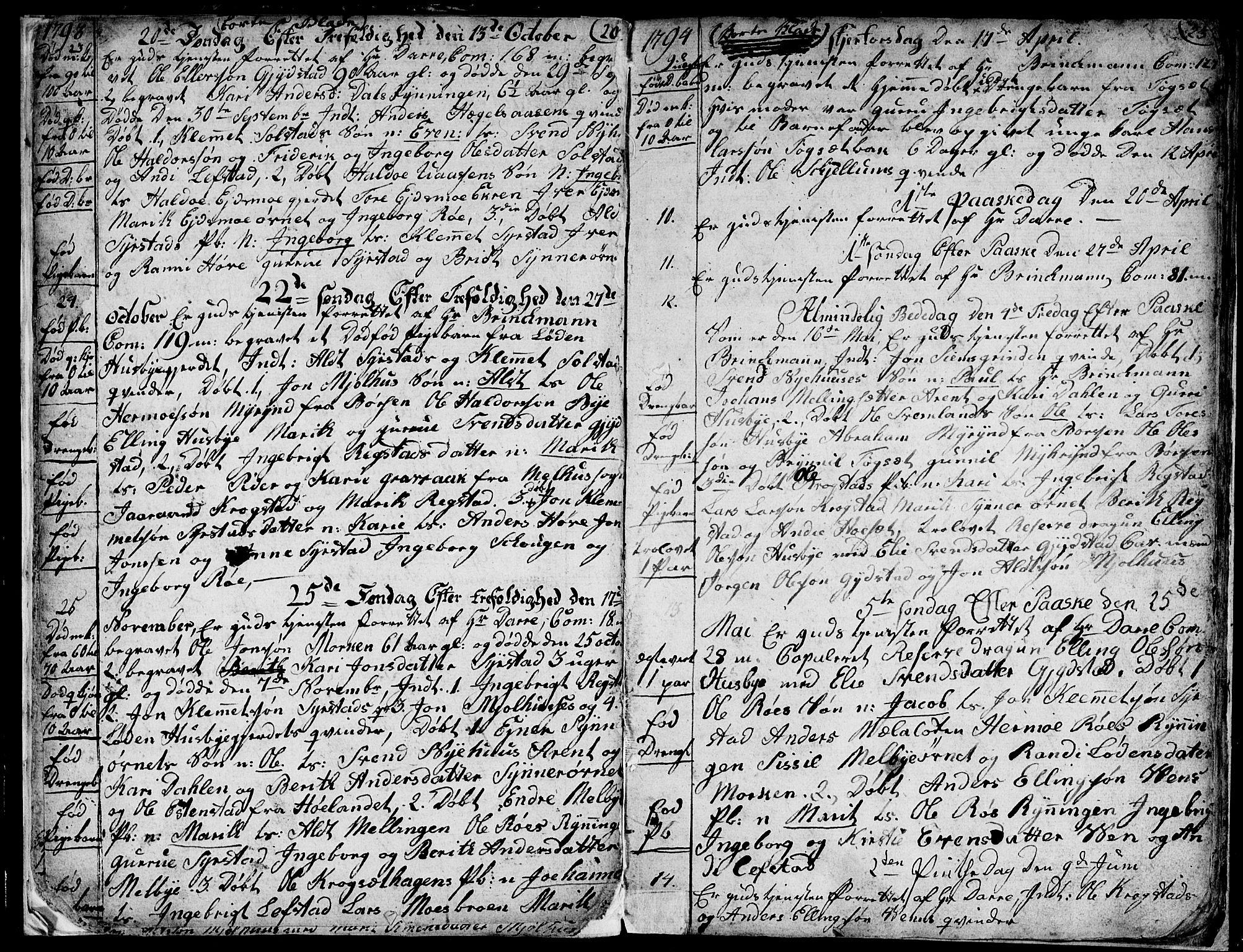 Ministerialprotokoller, klokkerbøker og fødselsregistre - Sør-Trøndelag, SAT/A-1456/667/L0794: Parish register (official) no. 667A02, 1791-1816, p. 22-23