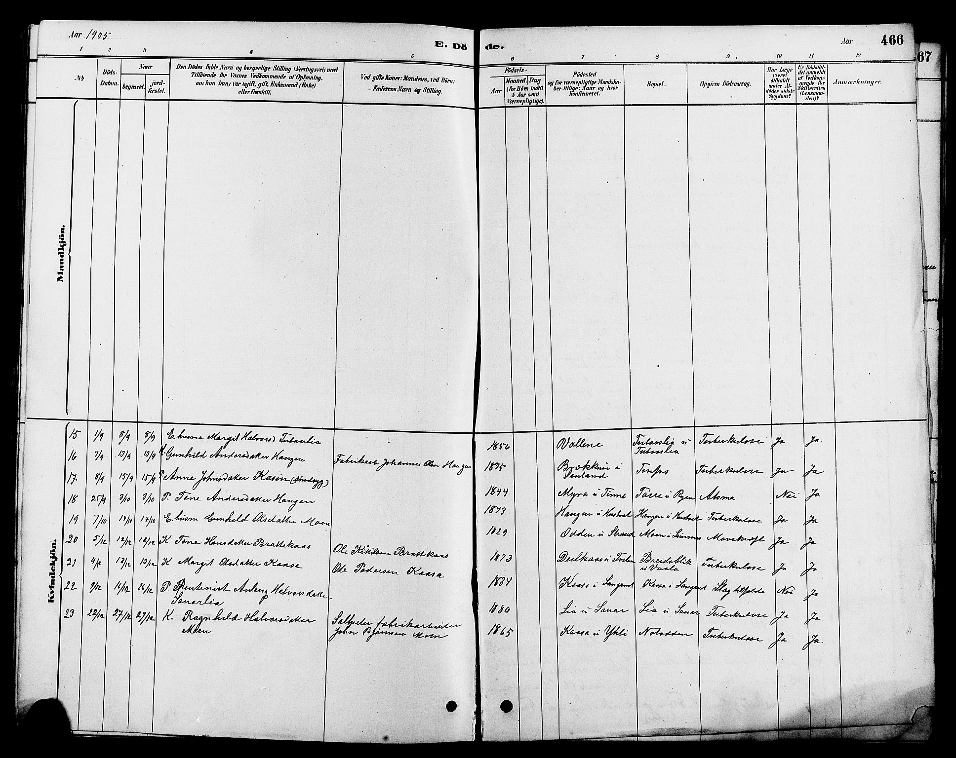 Heddal kirkebøker, SAKO/A-268/G/Ga/L0002: Parish register (copy) no. I 2, 1879-1908, p. 466