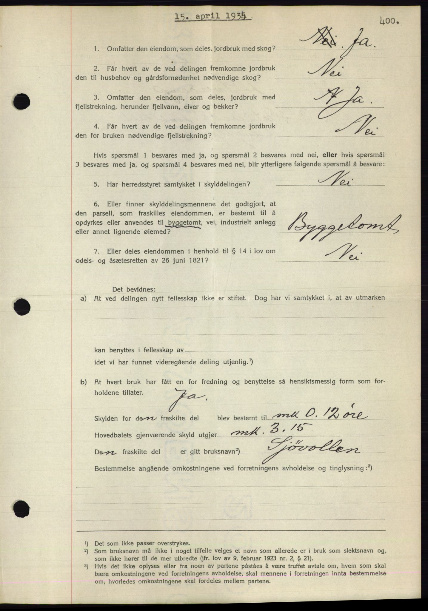 Romsdal sorenskriveri, AV/SAT-A-4149/1/2/2C/L0066: Mortgage book no. 60, 1934-1935, Deed date: 15.04.1935