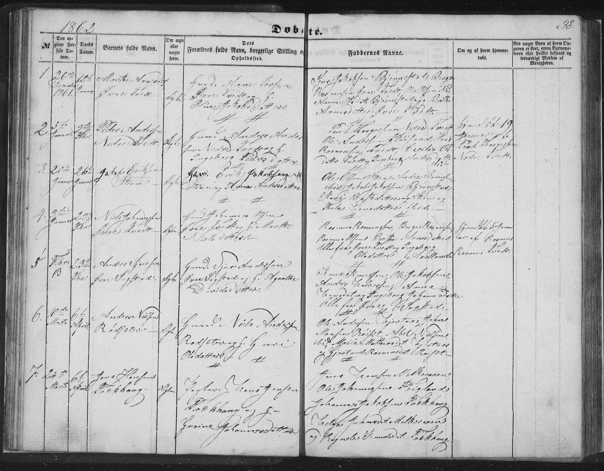 Alversund Sokneprestembete, SAB/A-73901/H/Ha/Hab: Parish register (copy) no. C 1, 1851-1866, p. 38