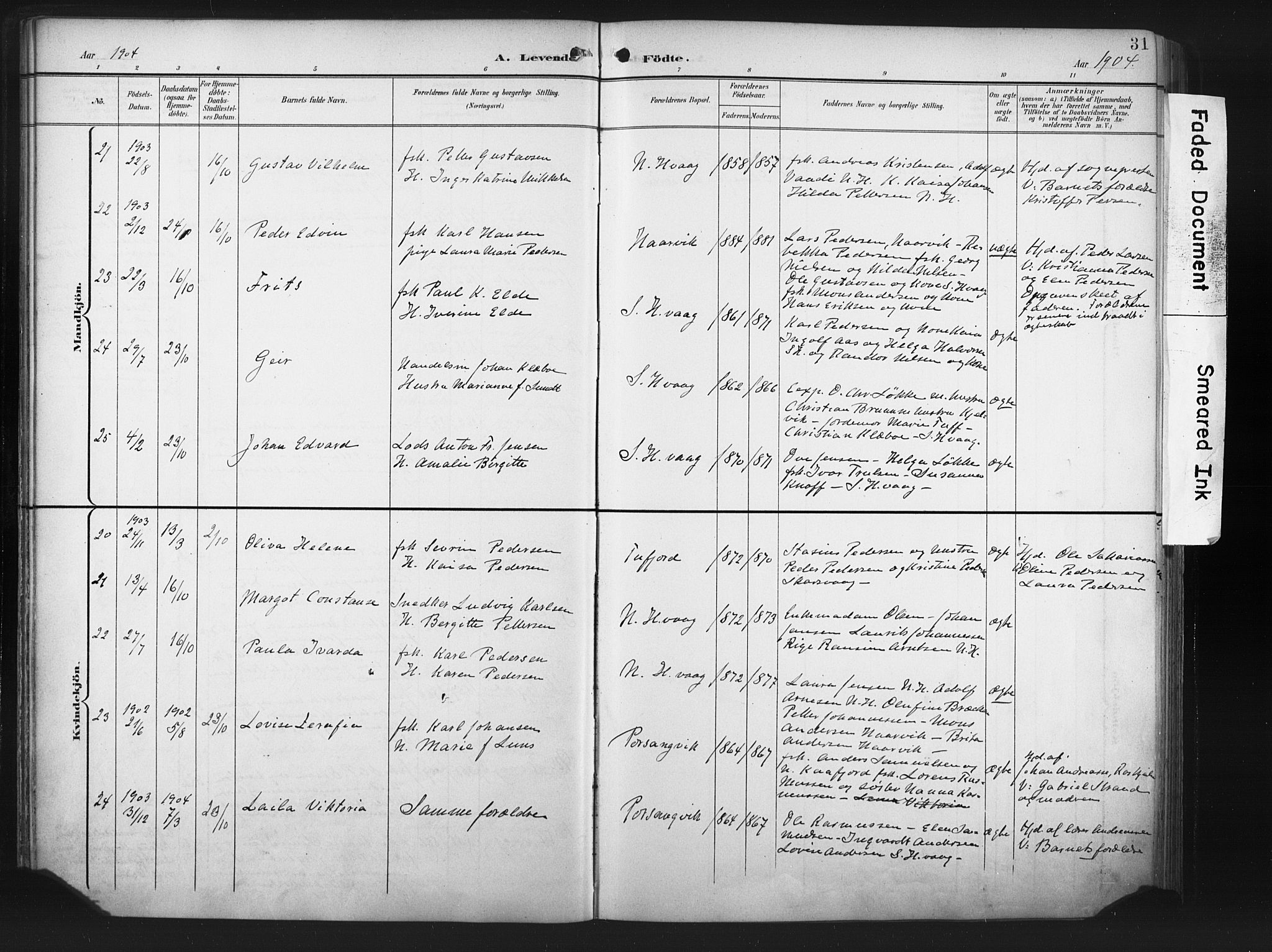 Måsøy sokneprestkontor, AV/SATØ-S-1348/H/Ha/L0008kirke: Parish register (official) no. 8, 1900-1910, p. 31