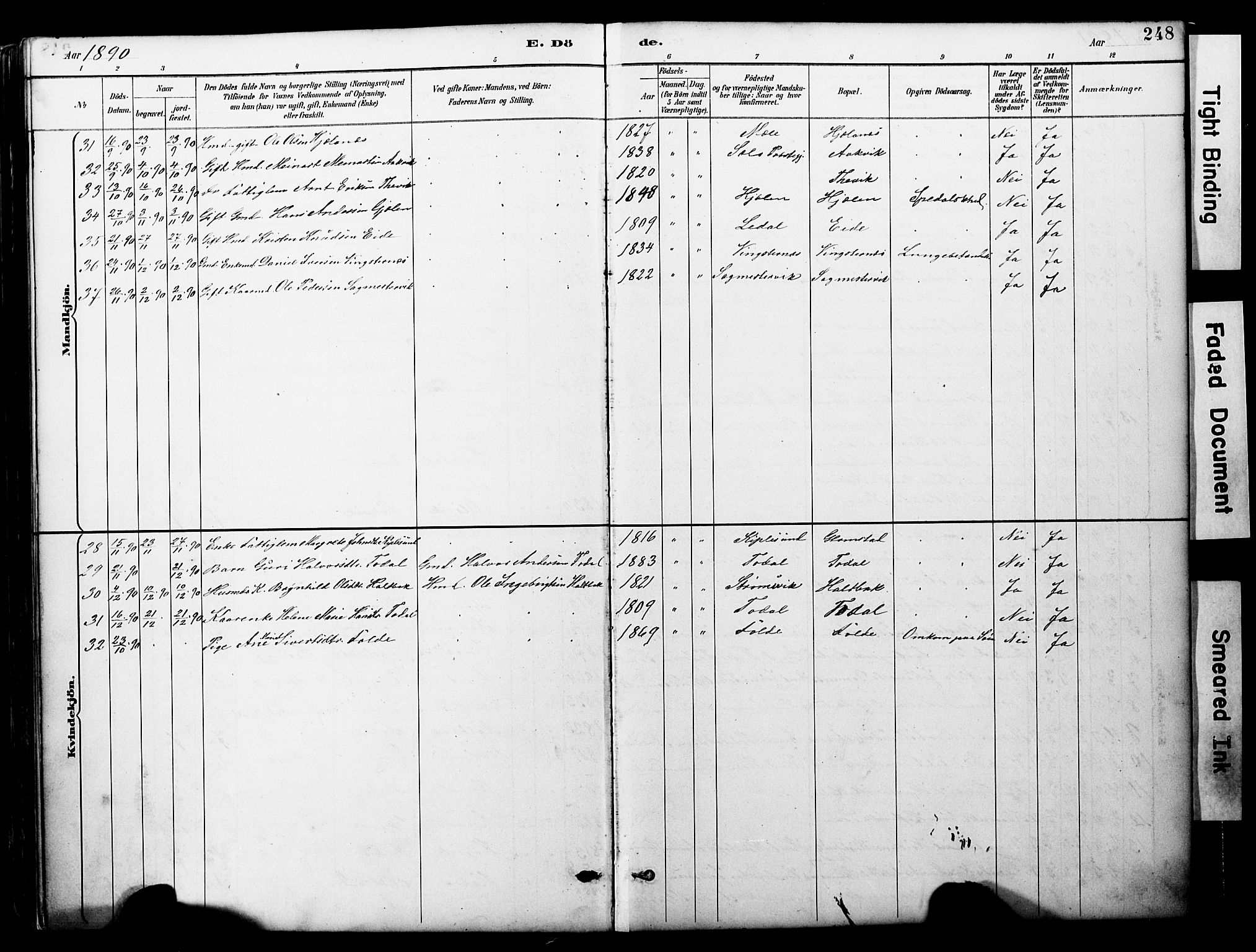 Ministerialprotokoller, klokkerbøker og fødselsregistre - Møre og Romsdal, AV/SAT-A-1454/578/L0907: Parish register (official) no. 578A06, 1887-1904, p. 248