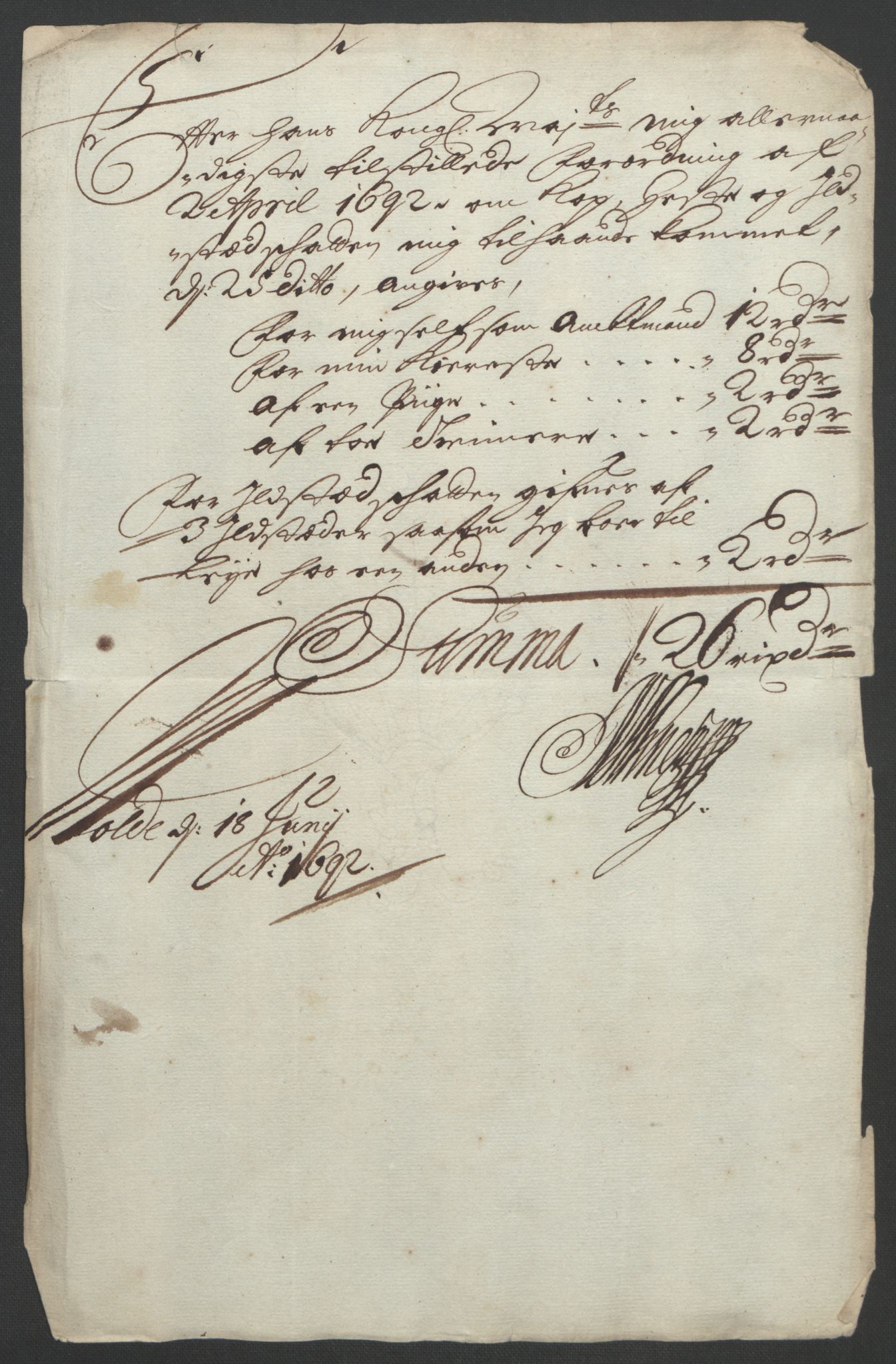 Rentekammeret inntil 1814, Reviderte regnskaper, Fogderegnskap, AV/RA-EA-4092/R55/L3650: Fogderegnskap Romsdal, 1692, p. 119