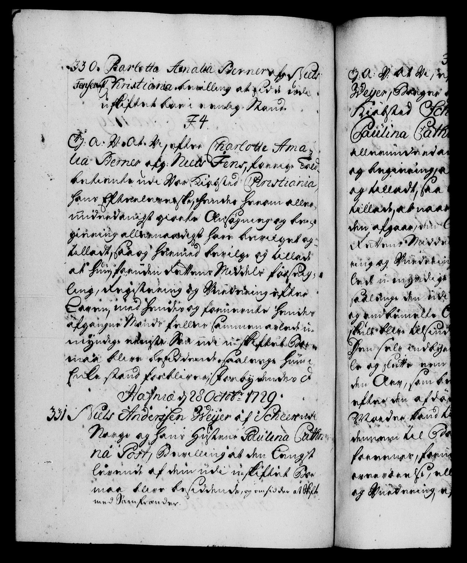 Danske Kanselli 1572-1799, AV/RA-EA-3023/F/Fc/Fca/Fcaa/L0026: Norske registre, 1729-1730, p. 247b