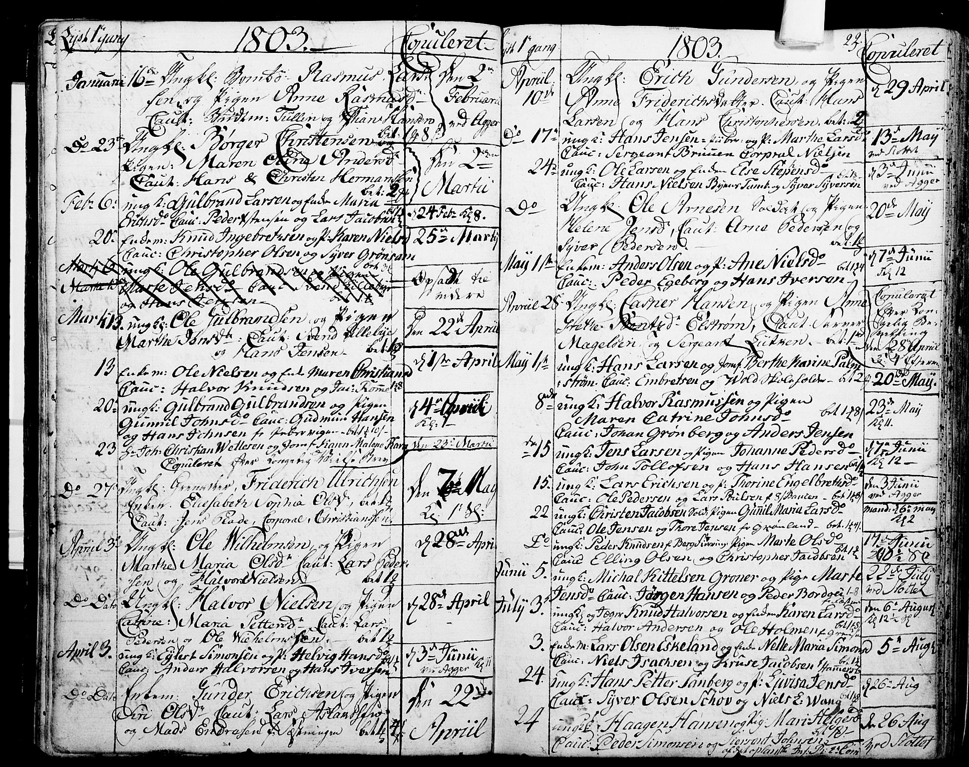 Garnisonsmenigheten Kirkebøker, SAO/A-10846/G/Ga/L0001: Parish register (copy) no. 1, 1796-1814, p. 22-23