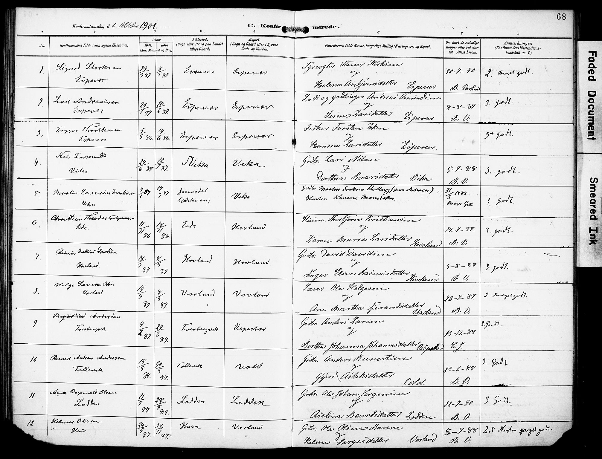 Finnås sokneprestembete, AV/SAB-A-99925/H/Ha/Haa/Haad/L0002: Parish register (official) no. D 2, 1895-1906, p. 68