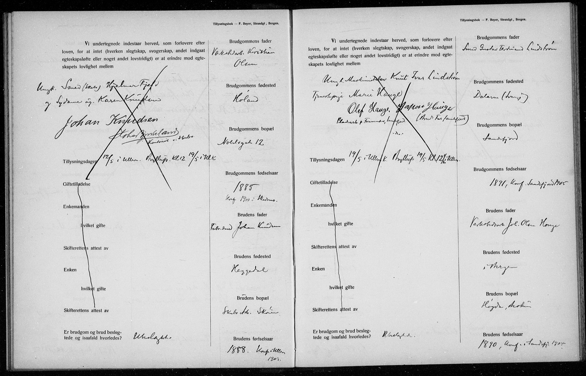 Ullern prestekontor Kirkebøker, AV/SAO-A-10740/H/L0001: Banns register no. 1, 1911-1916