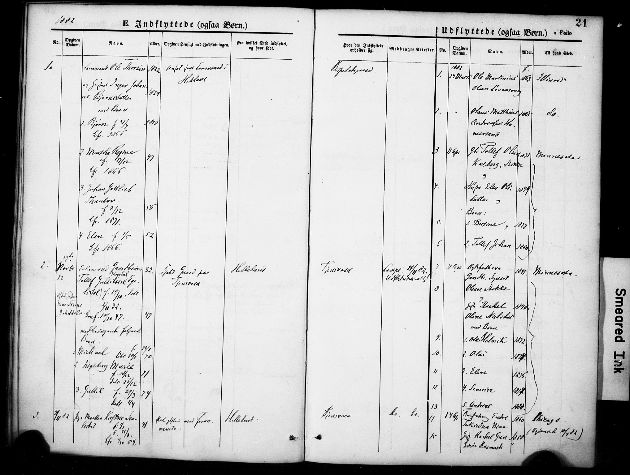 Hetland sokneprestkontor, SAST/A-101826/30/30BA/L0007: Parish register (official) no. A 7, 1870-1924, p. 21