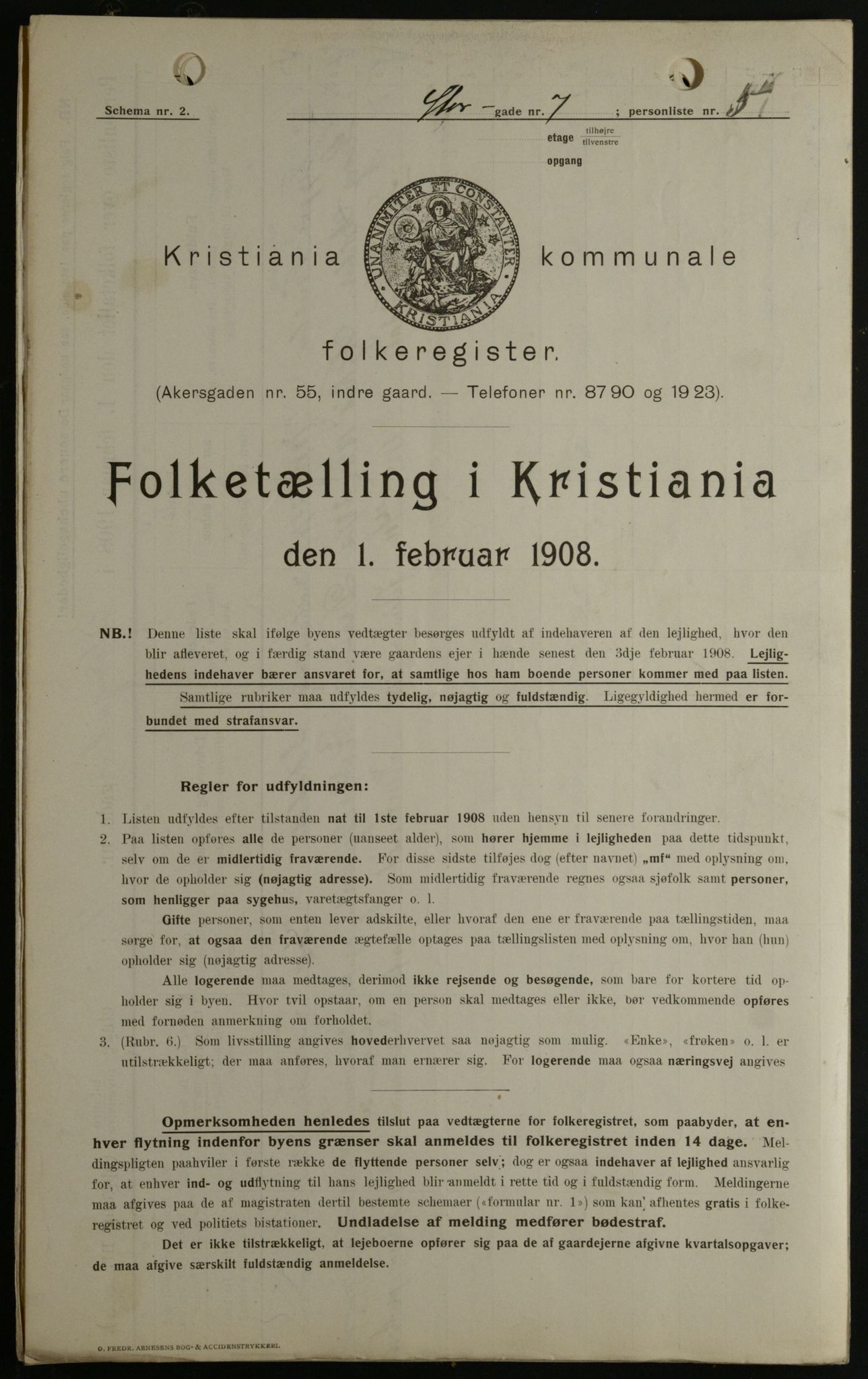 OBA, Municipal Census 1908 for Kristiania, 1908, p. 92498