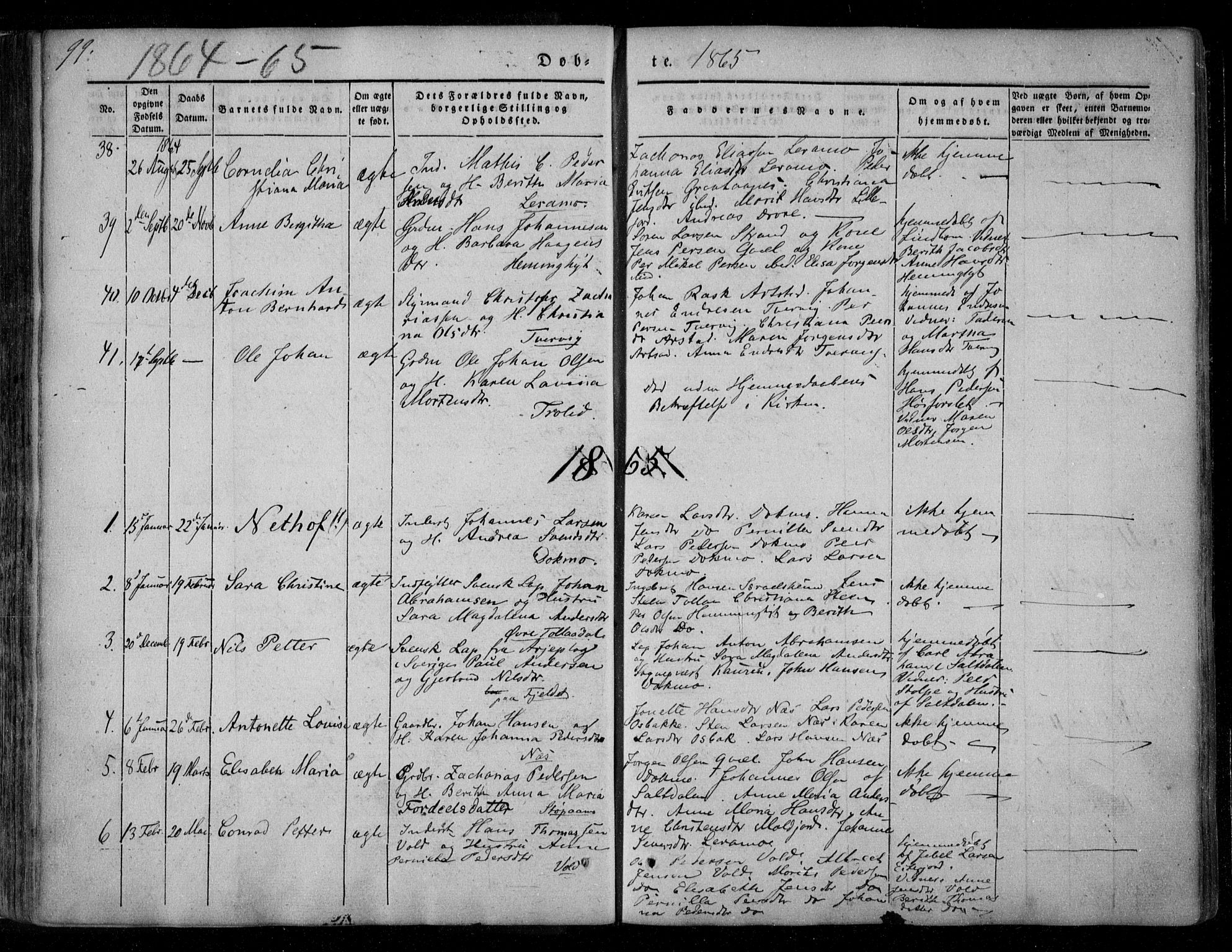 Ministerialprotokoller, klokkerbøker og fødselsregistre - Nordland, SAT/A-1459/846/L0644: Parish register (official) no. 846A02, 1837-1872, p. 99