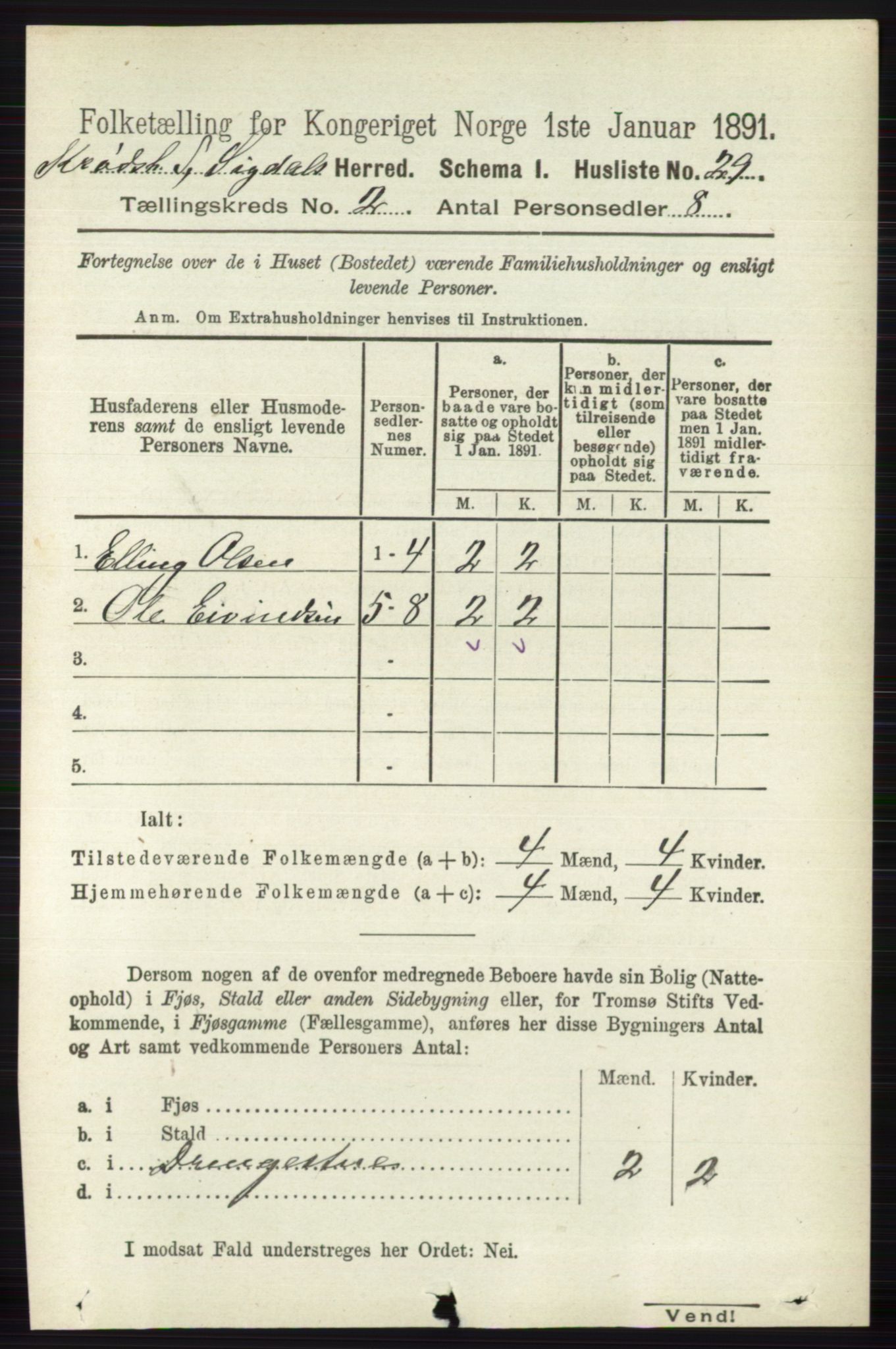 RA, 1891 census for 0621 Sigdal, 1891, p. 5312