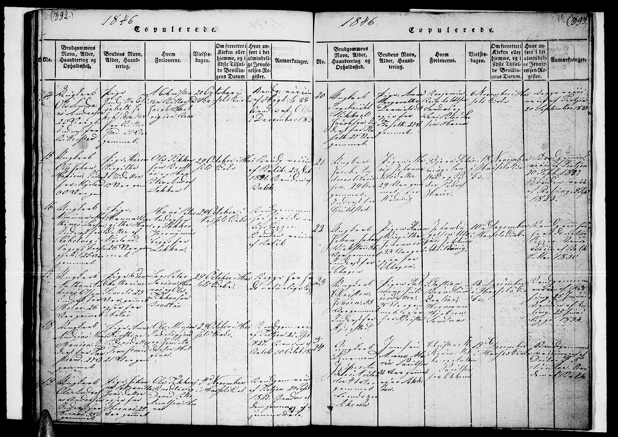 Ministerialprotokoller, klokkerbøker og fødselsregistre - Nordland, AV/SAT-A-1459/888/L1263: Parish register (copy) no. 888C02 /1, 1820-1850, p. 392-393