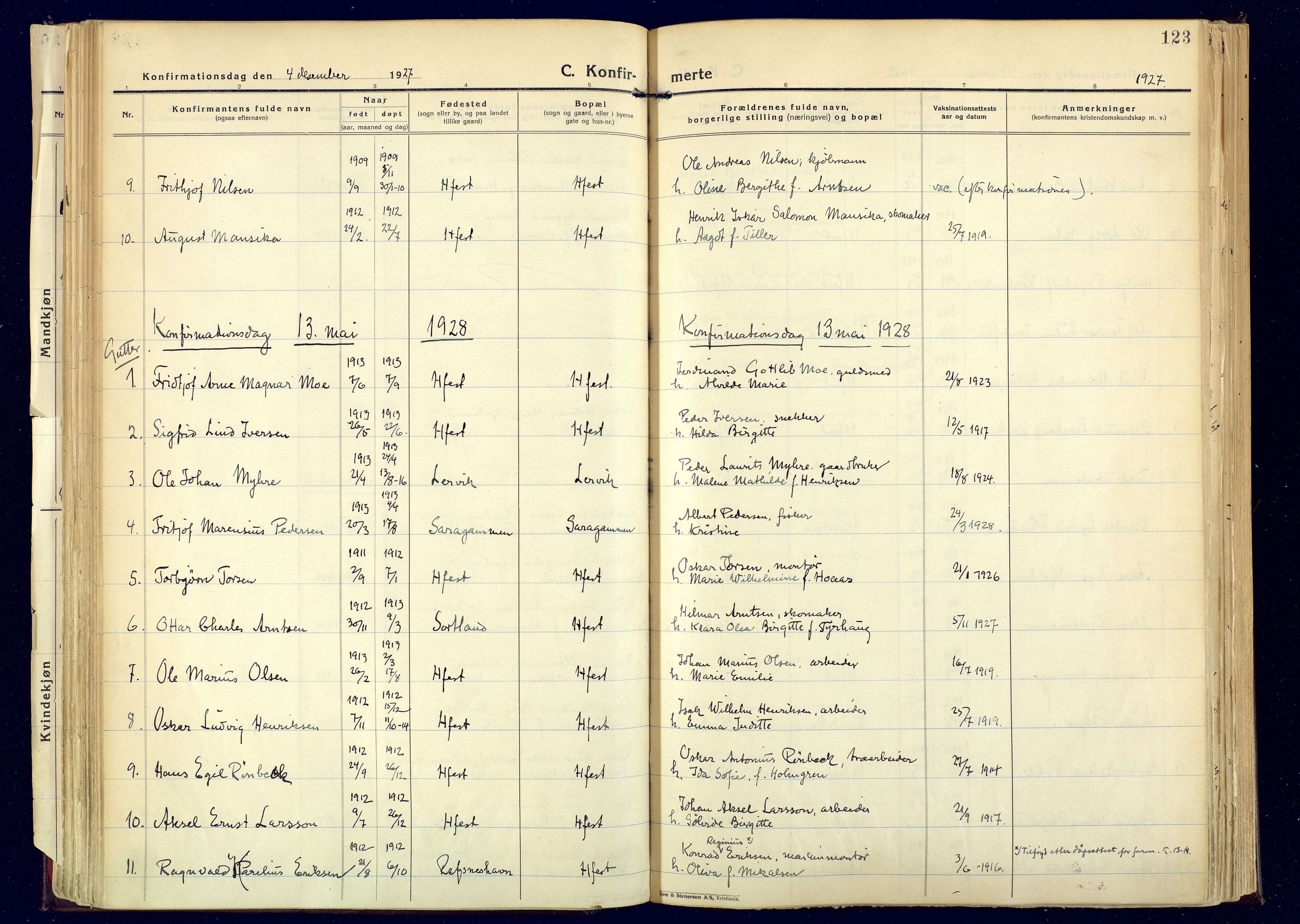 Hammerfest sokneprestkontor, SATØ/S-1347: Parish register (official) no. 17, 1923-1933, p. 123