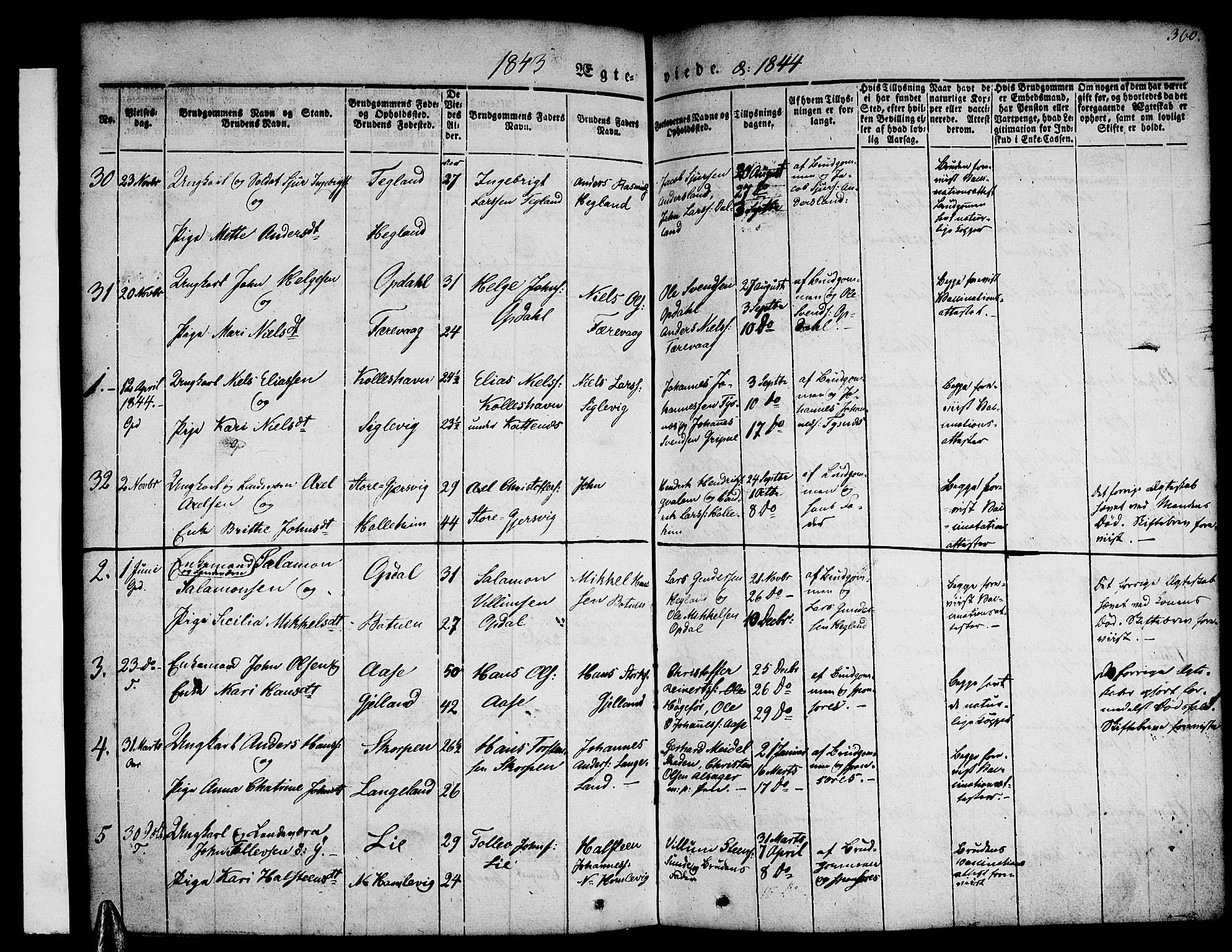 Tysnes sokneprestembete, AV/SAB-A-78601/H/Haa: Parish register (official) no. A 9, 1837-1848, p. 300