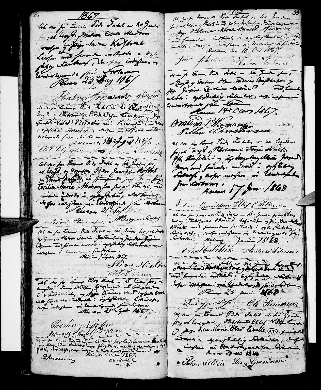 Risør sokneprestkontor, SAK/1111-0035/F/Fb/L0003: Parish register (copy) no. B 3 /1, 1812-1874, p. 33
