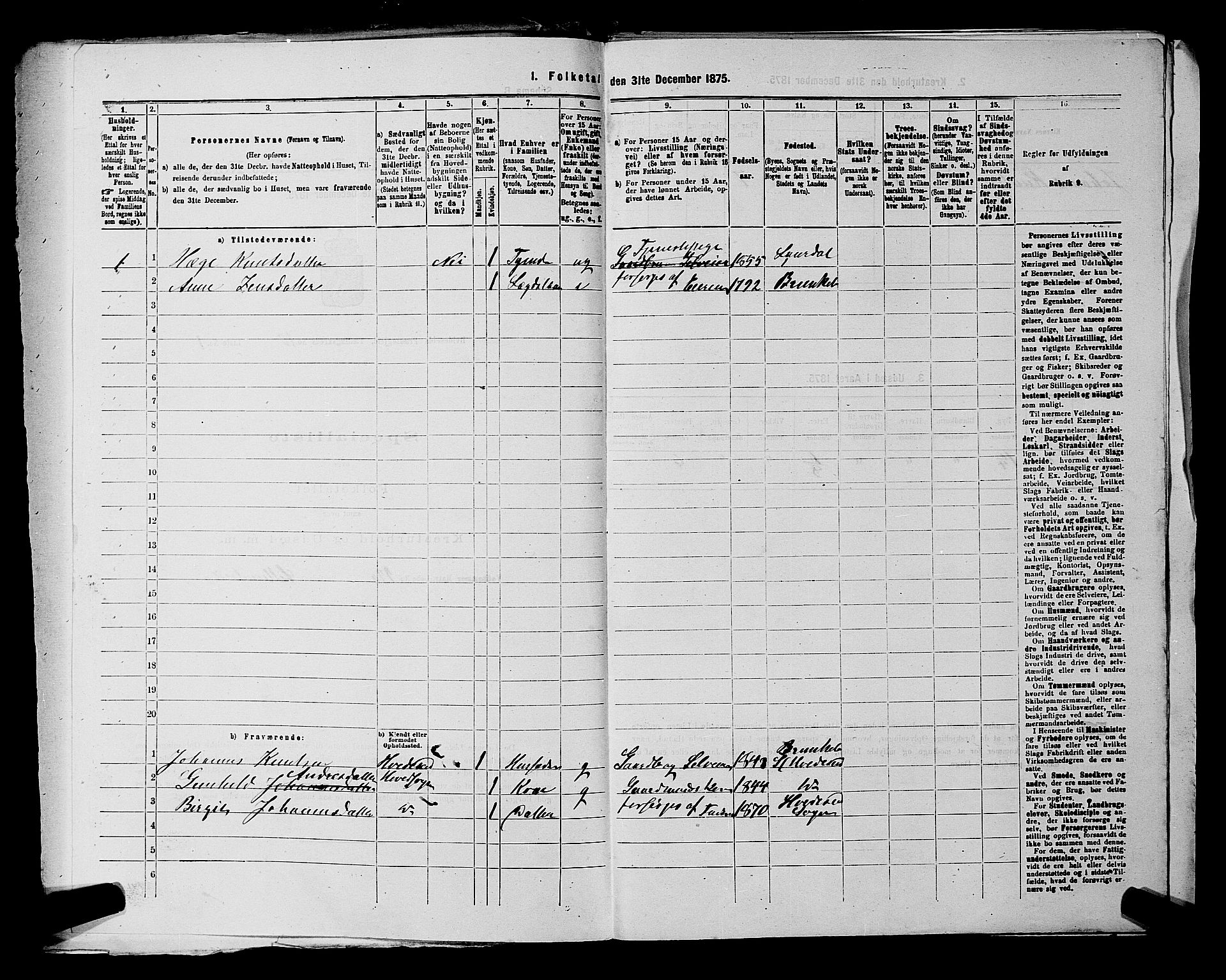 SAKO, 1875 census for 0829P Kviteseid, 1875, p. 833