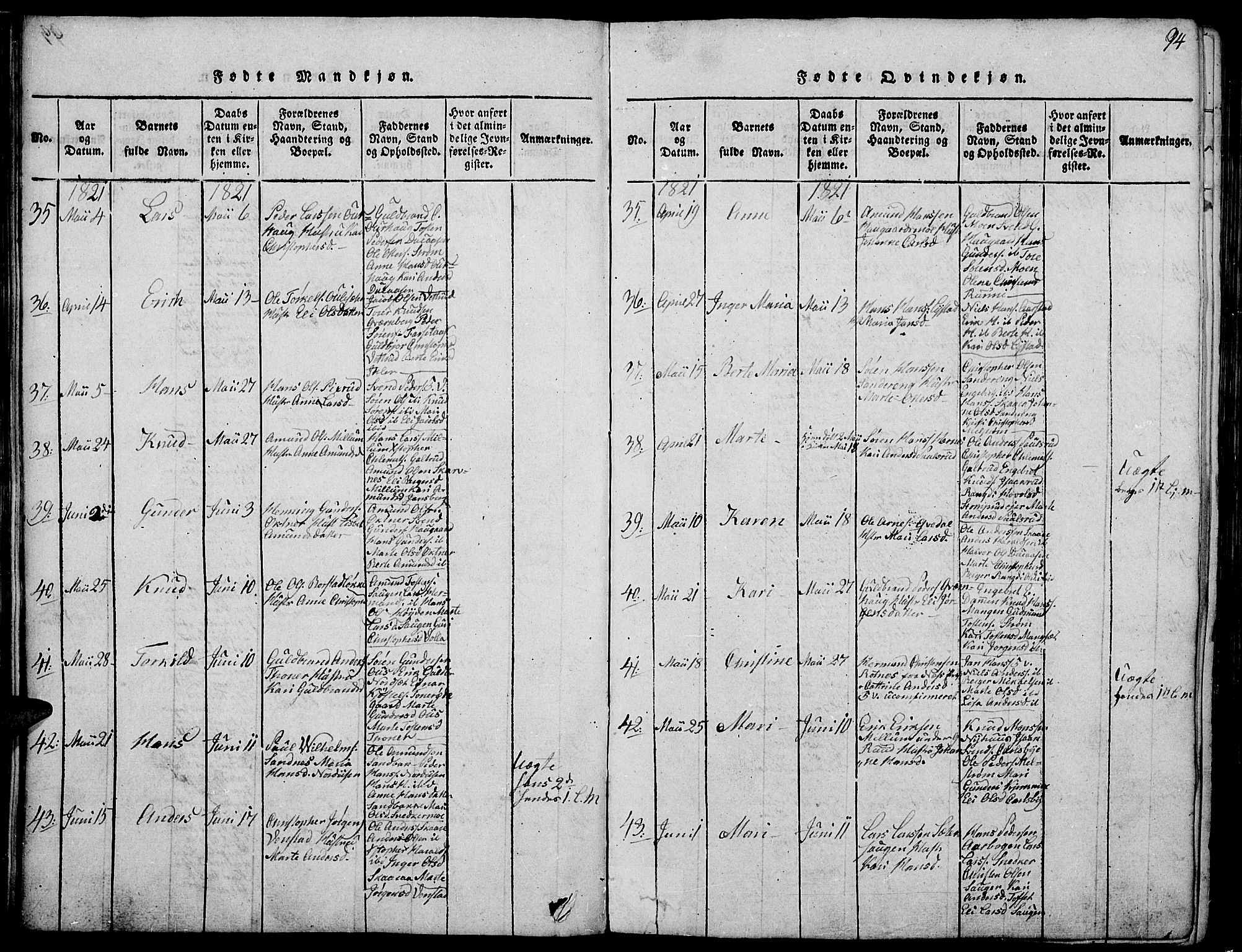 Strøm-Odalen prestekontor, AV/SAH-PREST-028/H/Ha/Haa/L0006: Parish register (official) no. 6, 1814-1850, p. 94