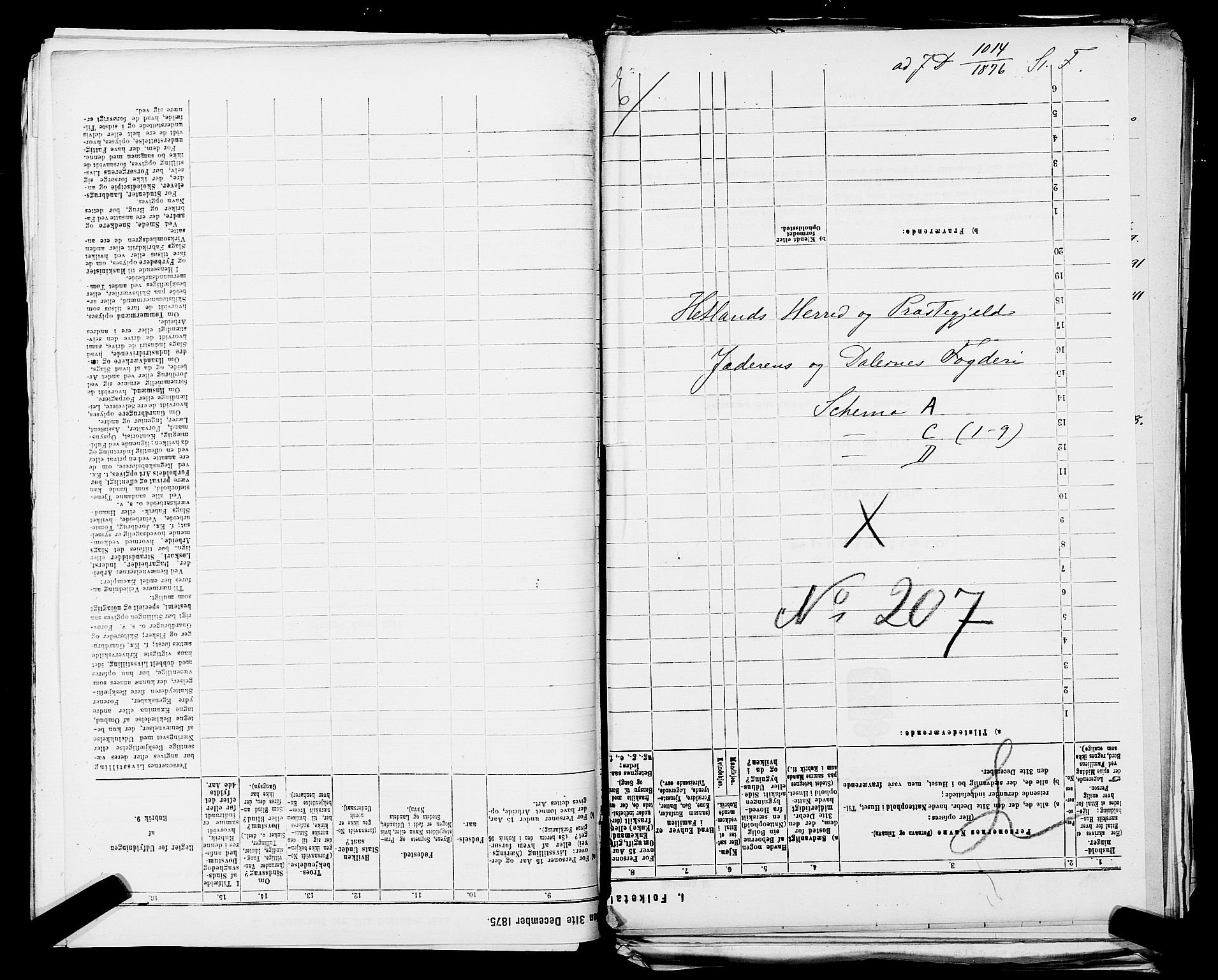 SAST, 1875 census for 1126P Hetland, 1875, p. 1