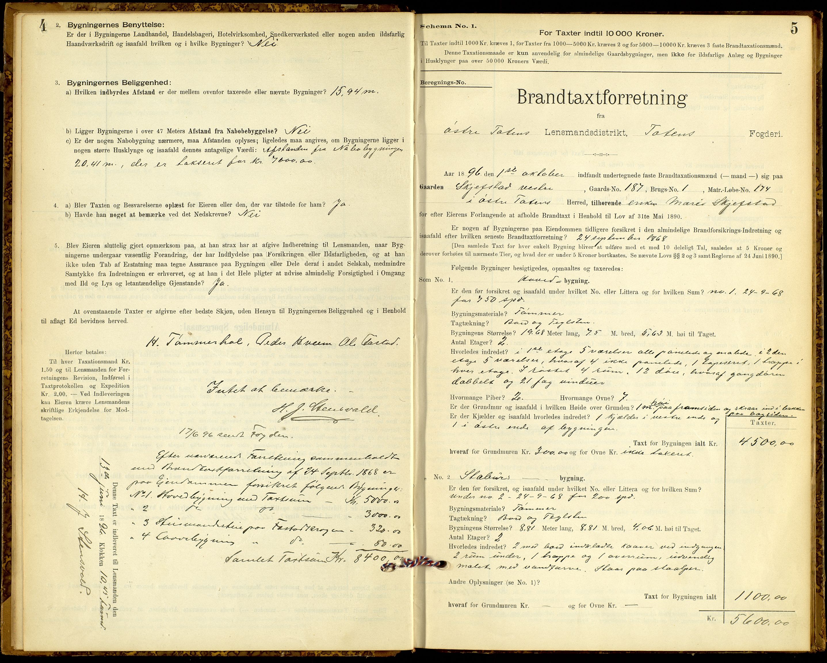 Norges Brannkasse, Østre Toten, AV/SAH-NBRANT-046/F/L0002: Branntakstprotokoll, 1896-1905, p. 4-5