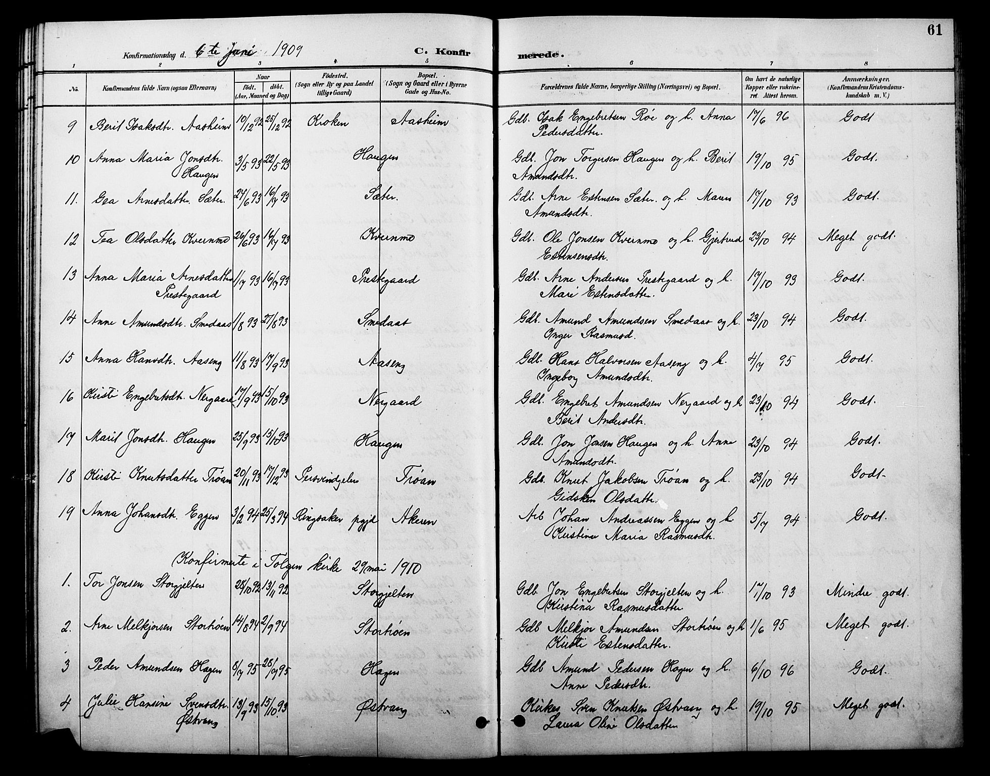 Tolga prestekontor, AV/SAH-PREST-062/L/L0010: Parish register (copy) no. 10, 1894-1918, p. 61