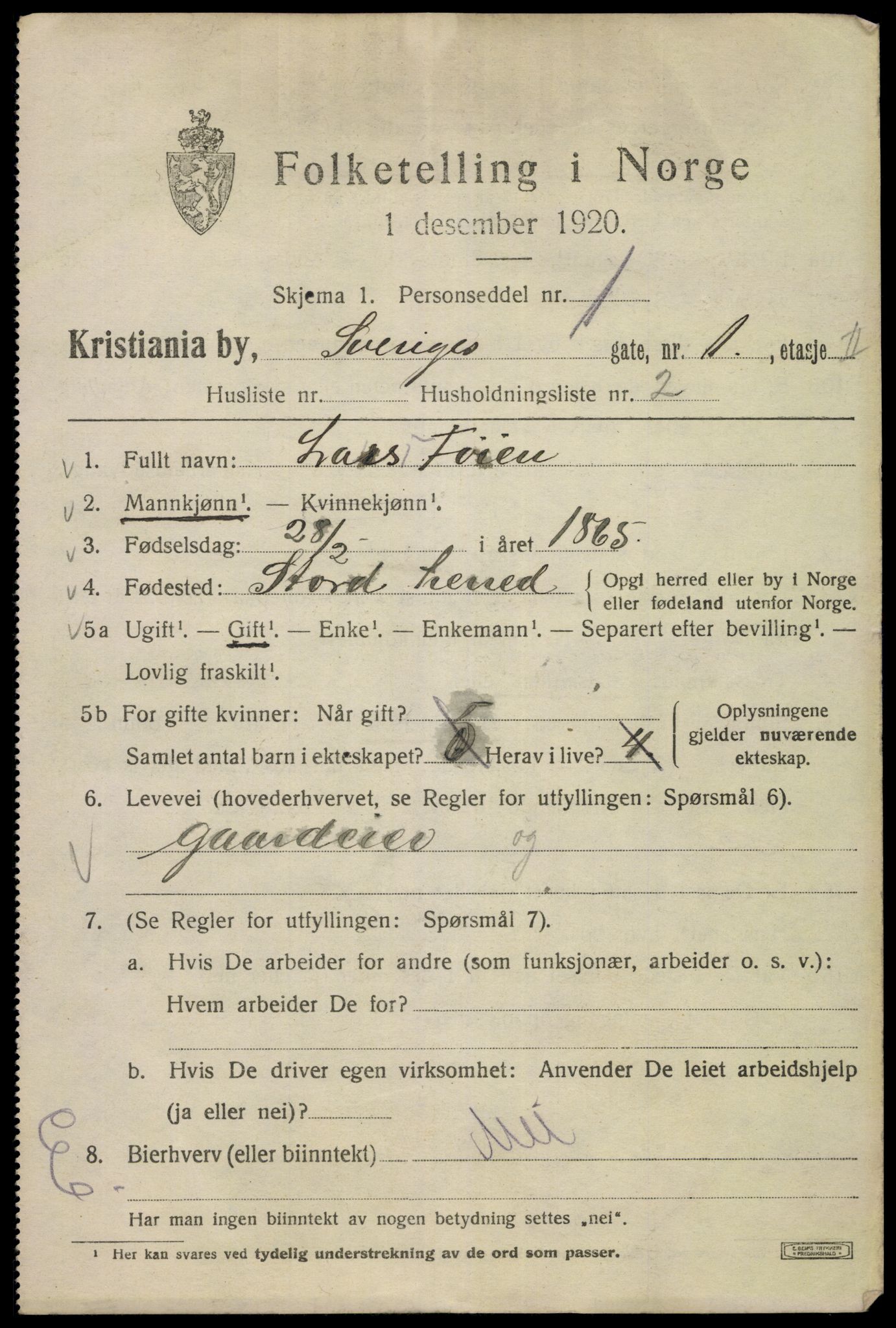 SAO, 1920 census for Kristiania, 1920, p. 558969