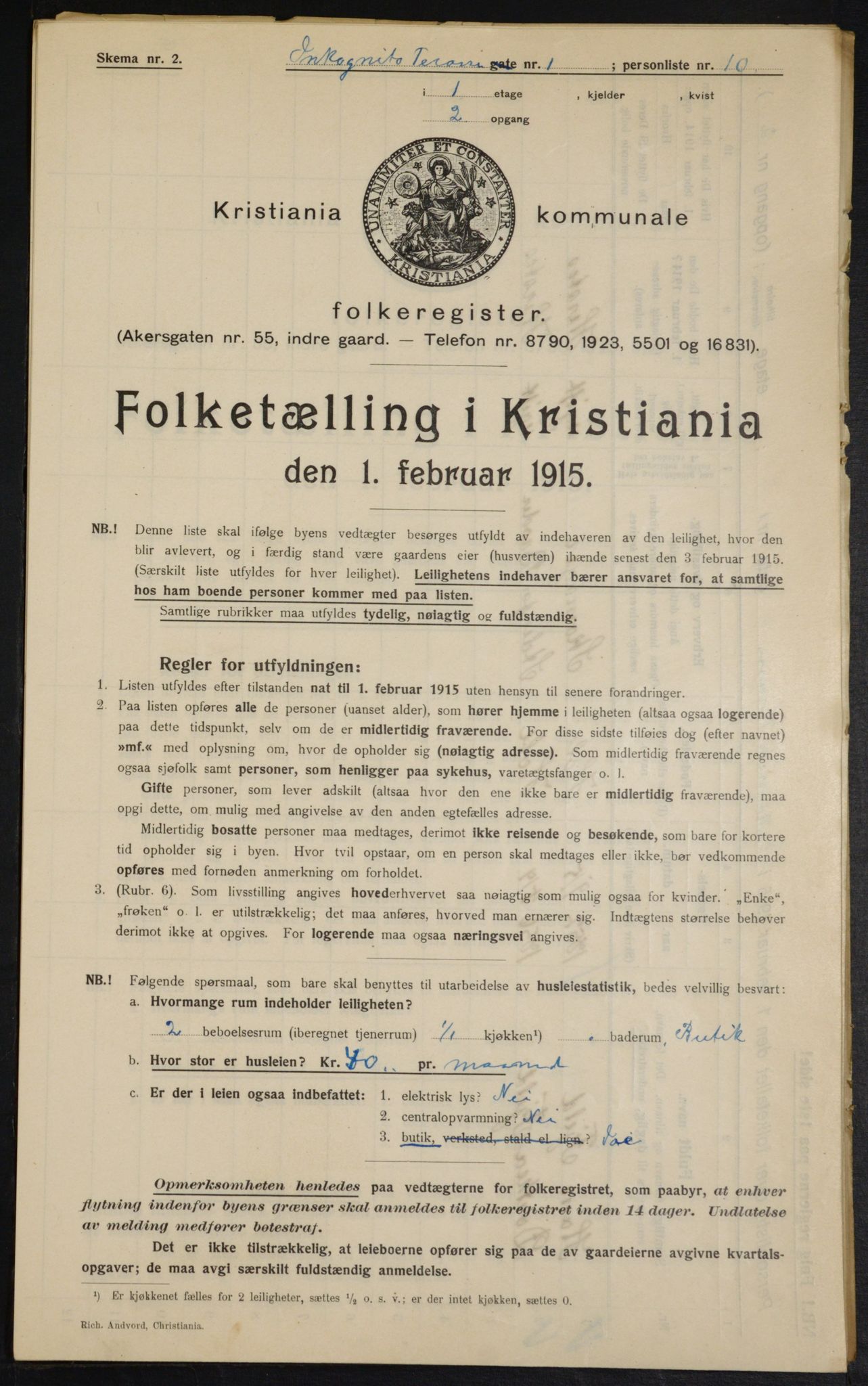 OBA, Municipal Census 1915 for Kristiania, 1915, p. 43815