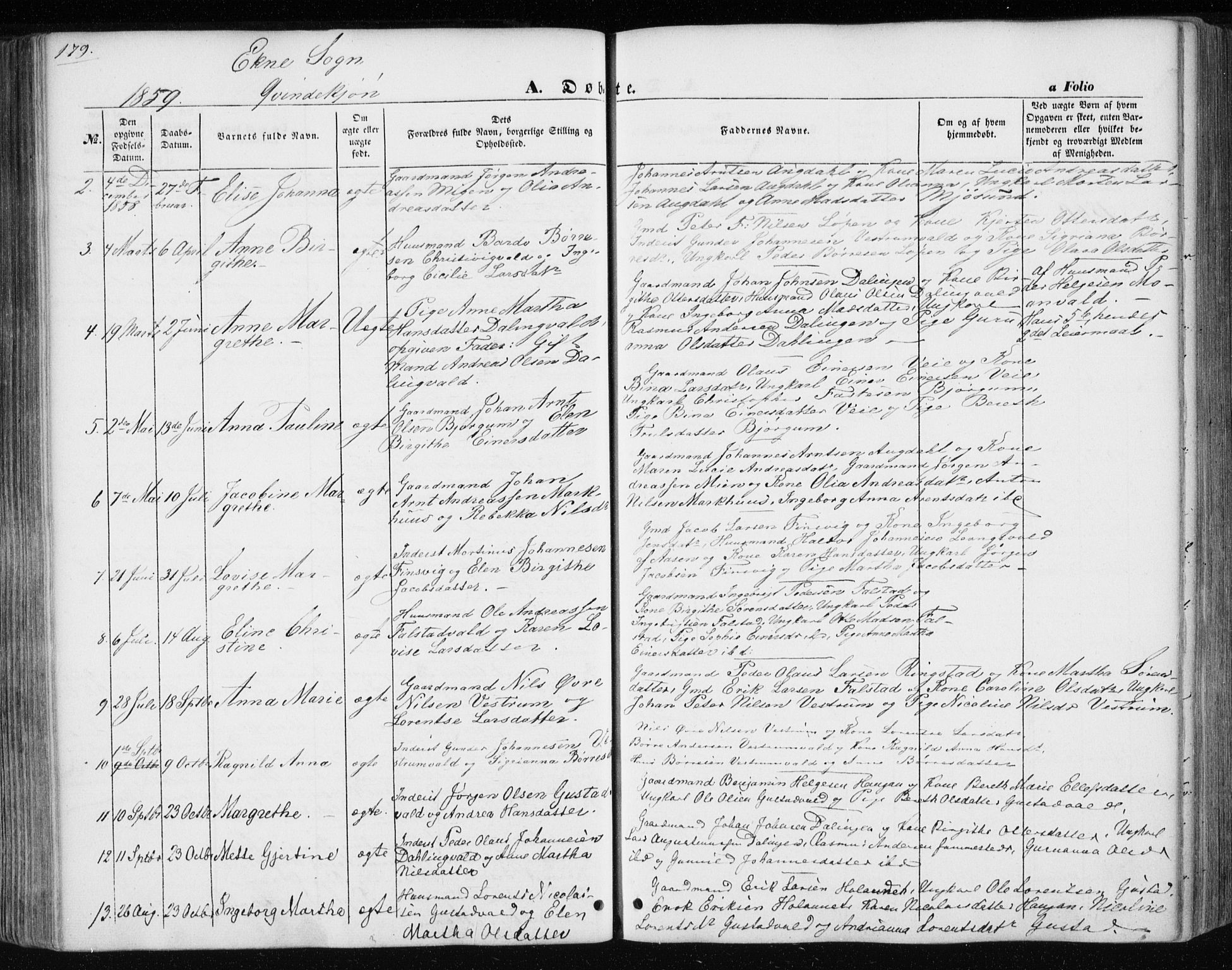 Ministerialprotokoller, klokkerbøker og fødselsregistre - Nord-Trøndelag, SAT/A-1458/717/L0154: Parish register (official) no. 717A07 /3, 1850-1862, p. 179