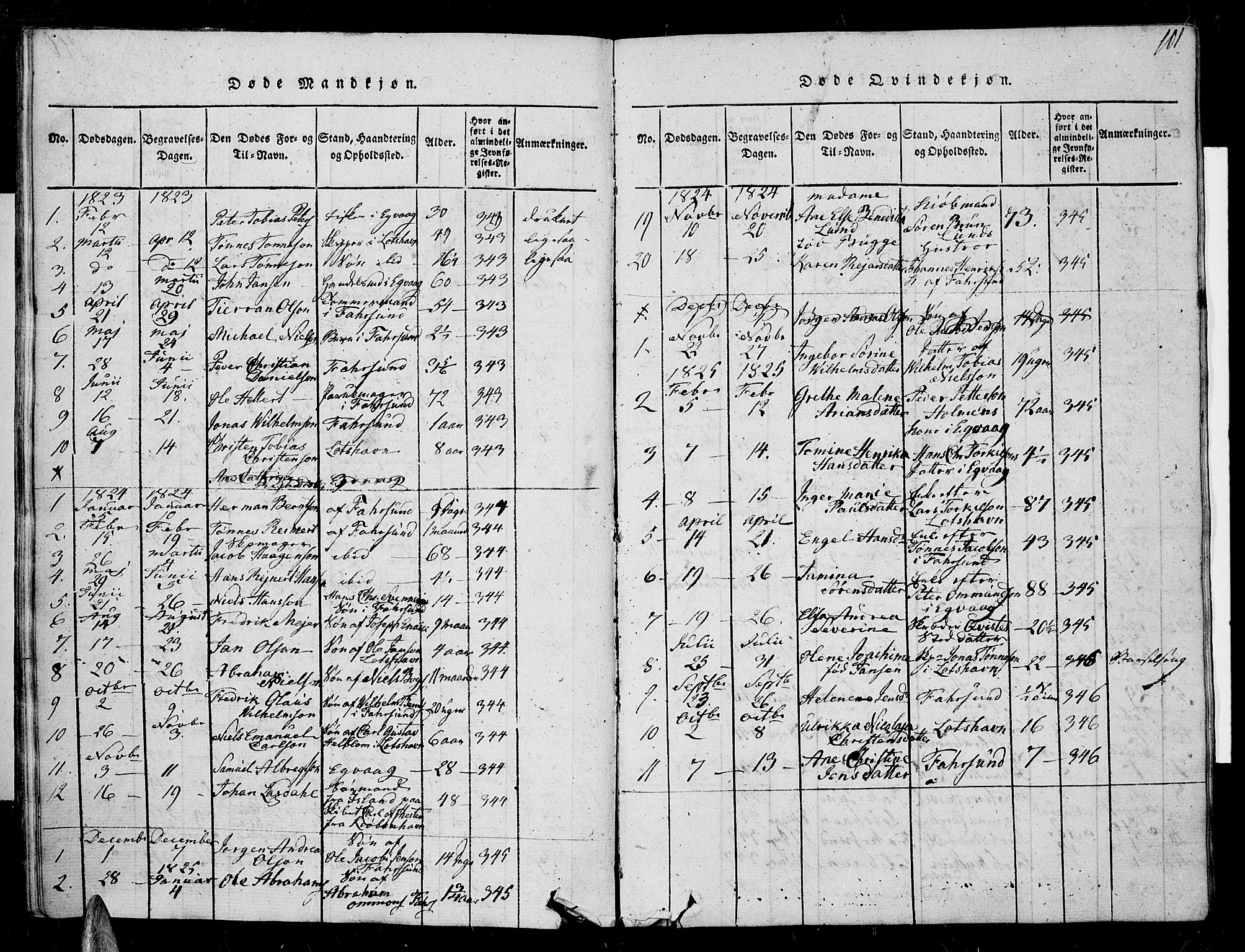 Farsund sokneprestkontor, SAK/1111-0009/F/Fa/L0002: Parish register (official) no. A 2, 1815-1836, p. 101