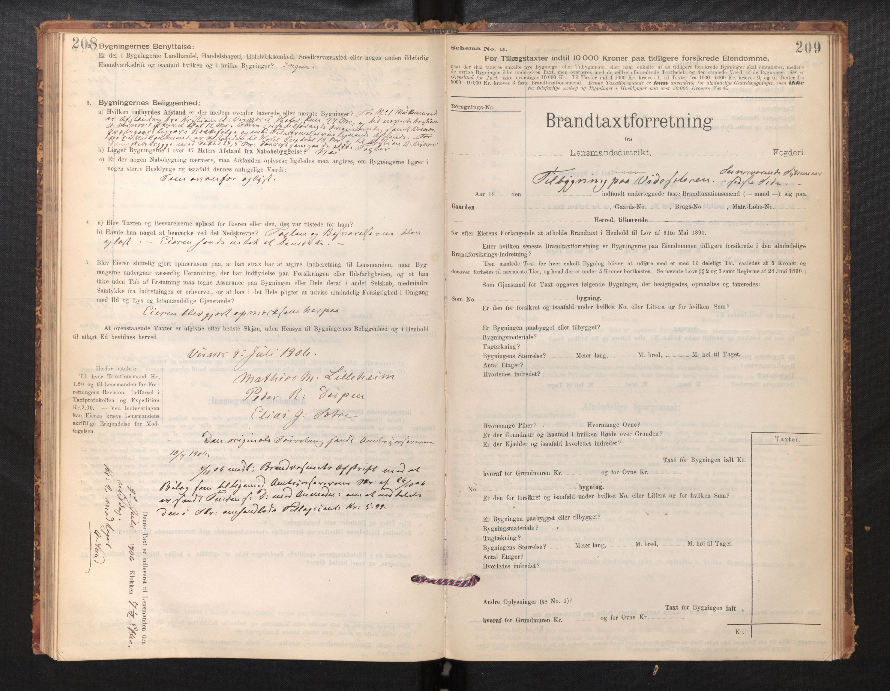 Lensmannen i Stryn og Innvik, SAB/A-30201/0012/L0002: Branntakstprotokoll, skjematakst, 1894-1942, p. 208-209