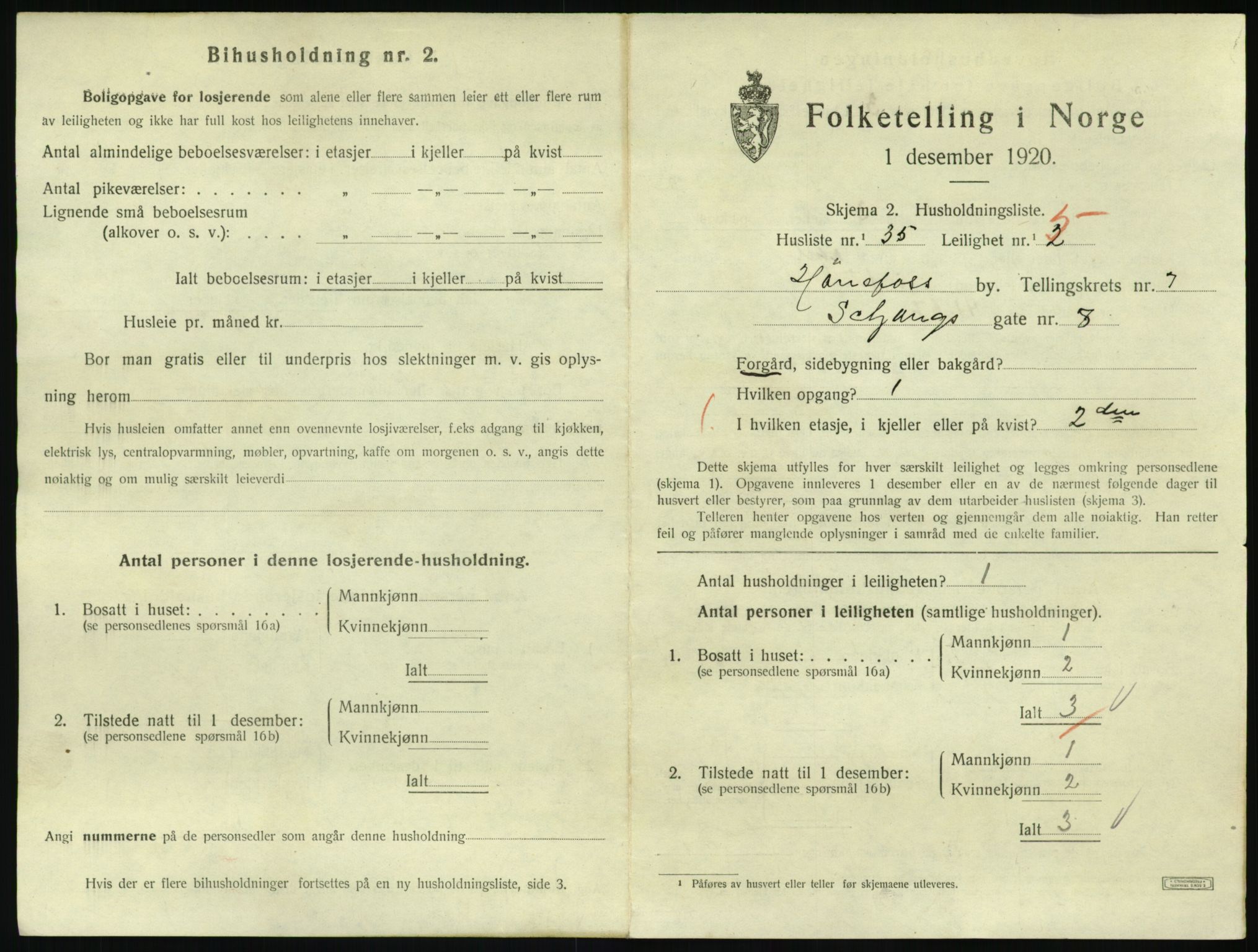 SAKO, 1920 census for Hønefoss, 1920, p. 2266