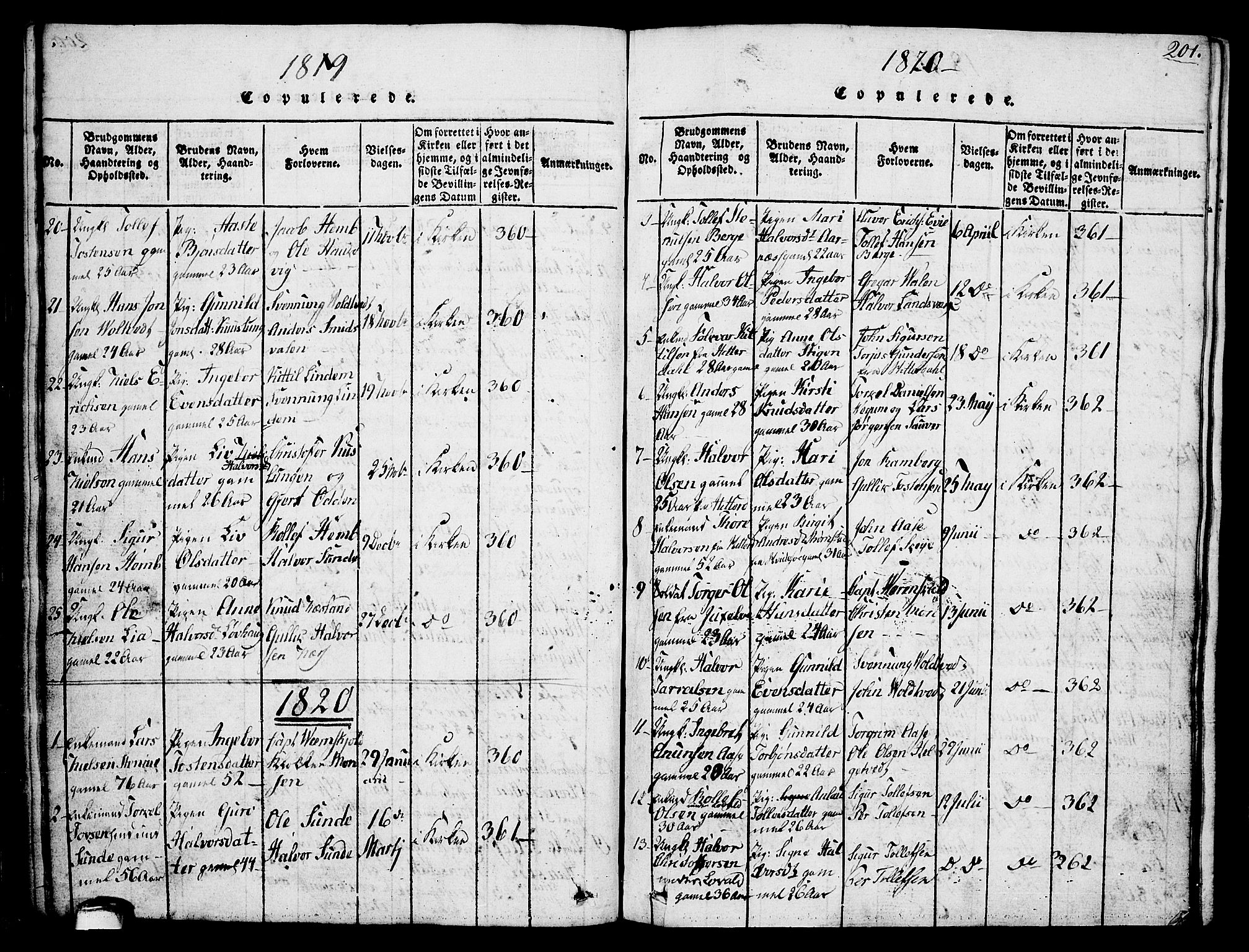 Sauherad kirkebøker, SAKO/A-298/G/Ga/L0001: Parish register (copy) no. I 1, 1815-1827, p. 201