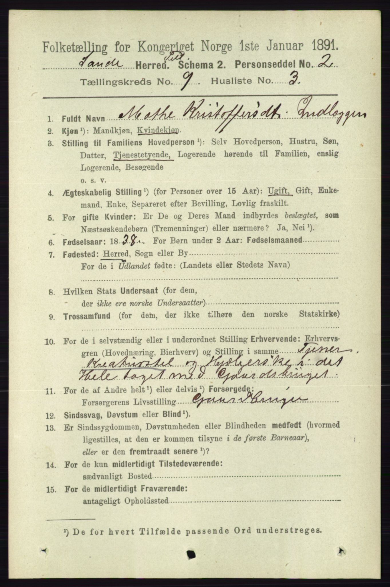 RA, 1891 census for 0822 Sauherad, 1891, p. 2715