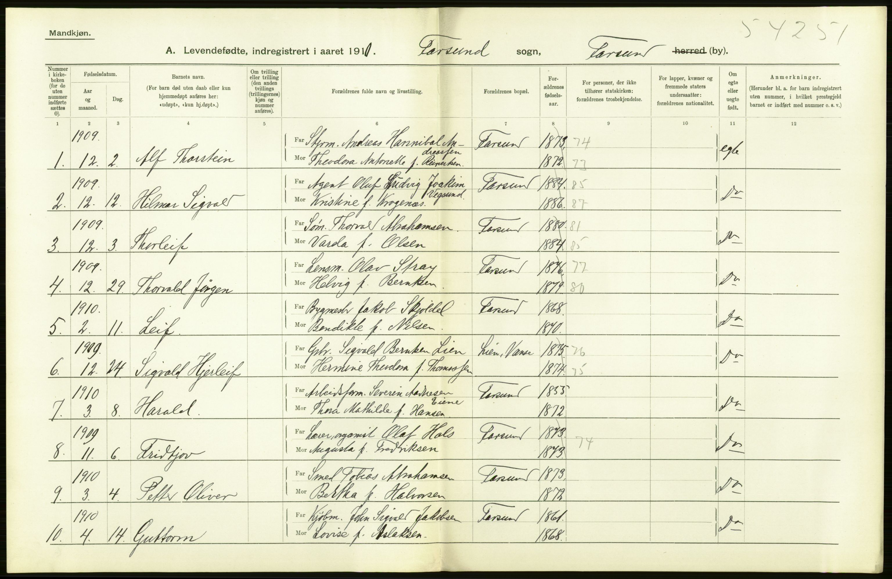 Statistisk sentralbyrå, Sosiodemografiske emner, Befolkning, RA/S-2228/D/Df/Dfa/Dfah/L0021: Lister og Mandals amt: Levendefødte menn og kvinner, gifte, døde, dødfødte. Bygder og byer., 1910, p. 430